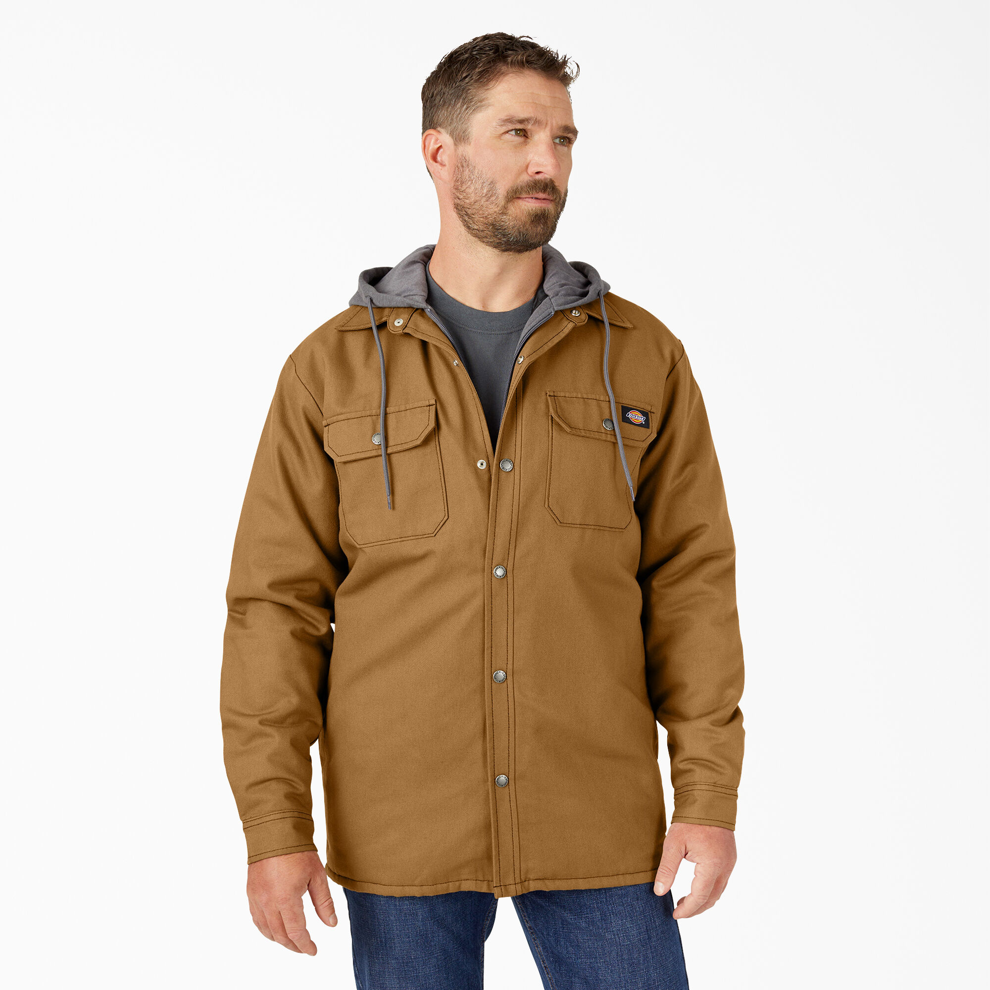 Water Repellent Duck Hooded Shirt Jacket