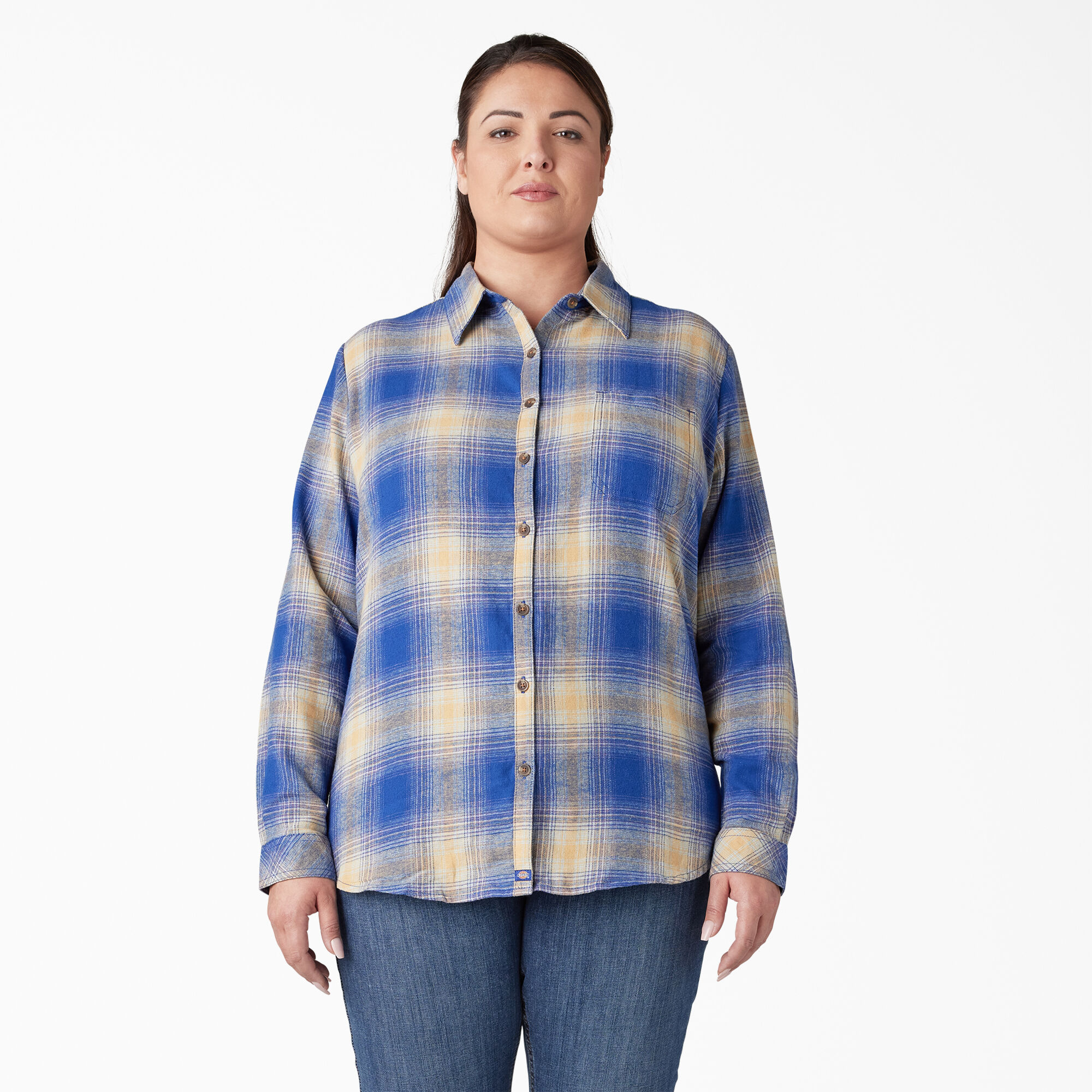 Women's Plus Long Sleeve Plaid Flannel Shirt