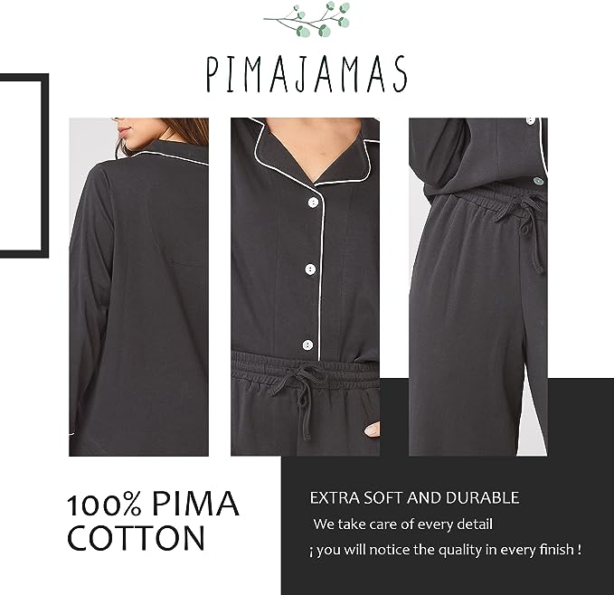 Pimajamas Pima Cotton Pajamas for Women Peruvian Cotton Luxury Pajama Set Women Super Soft Pijama 100% Pima Cotton
