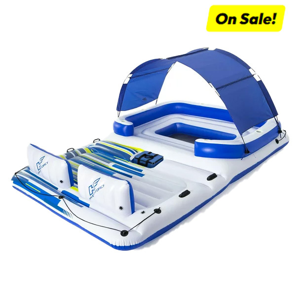 Inflatable Rafts for Adults 6 People, Floating Island Raft with Sun Sh