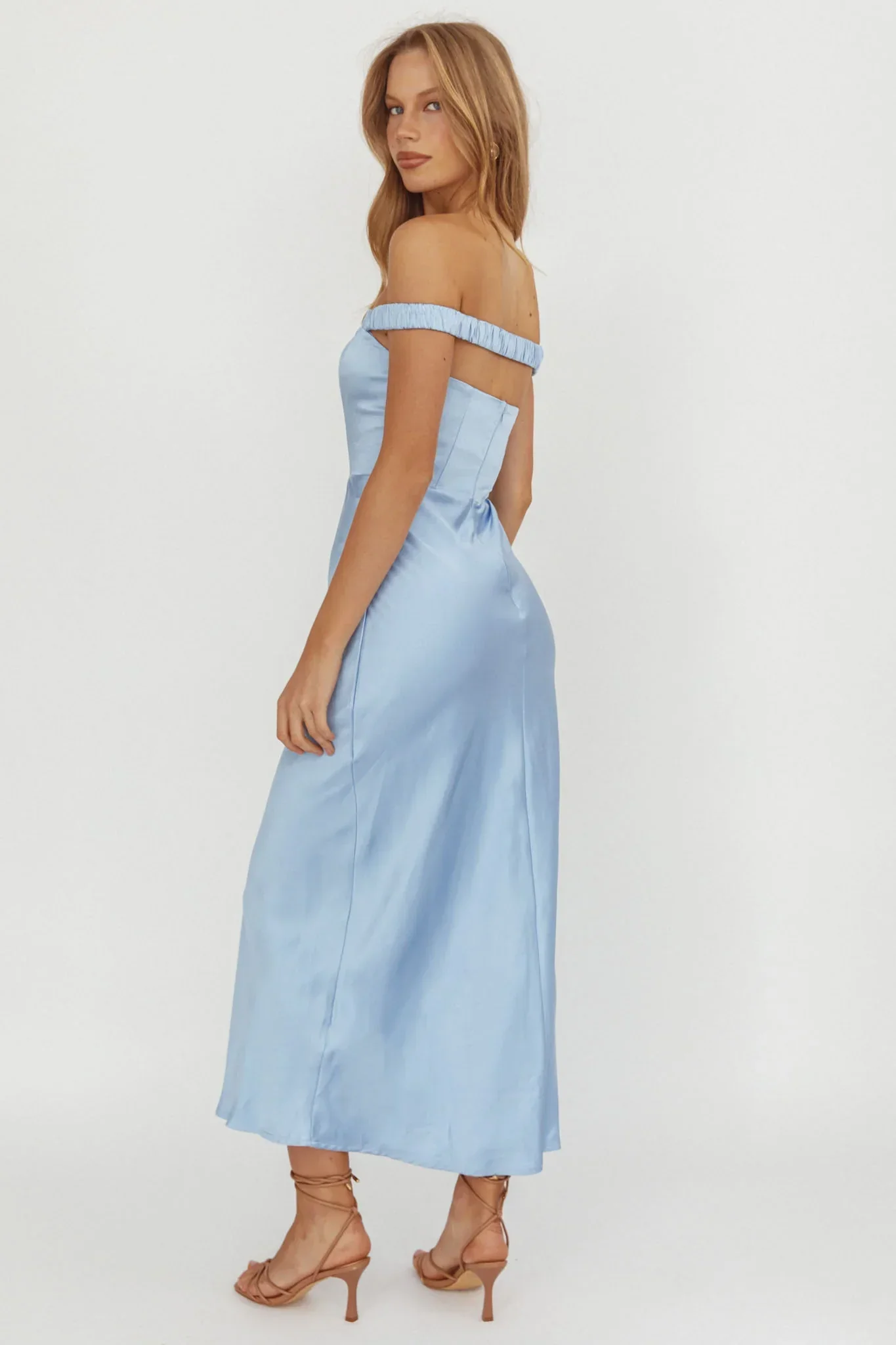 Cari Off-Shoulder Strap Maxi Dress Ice Blue