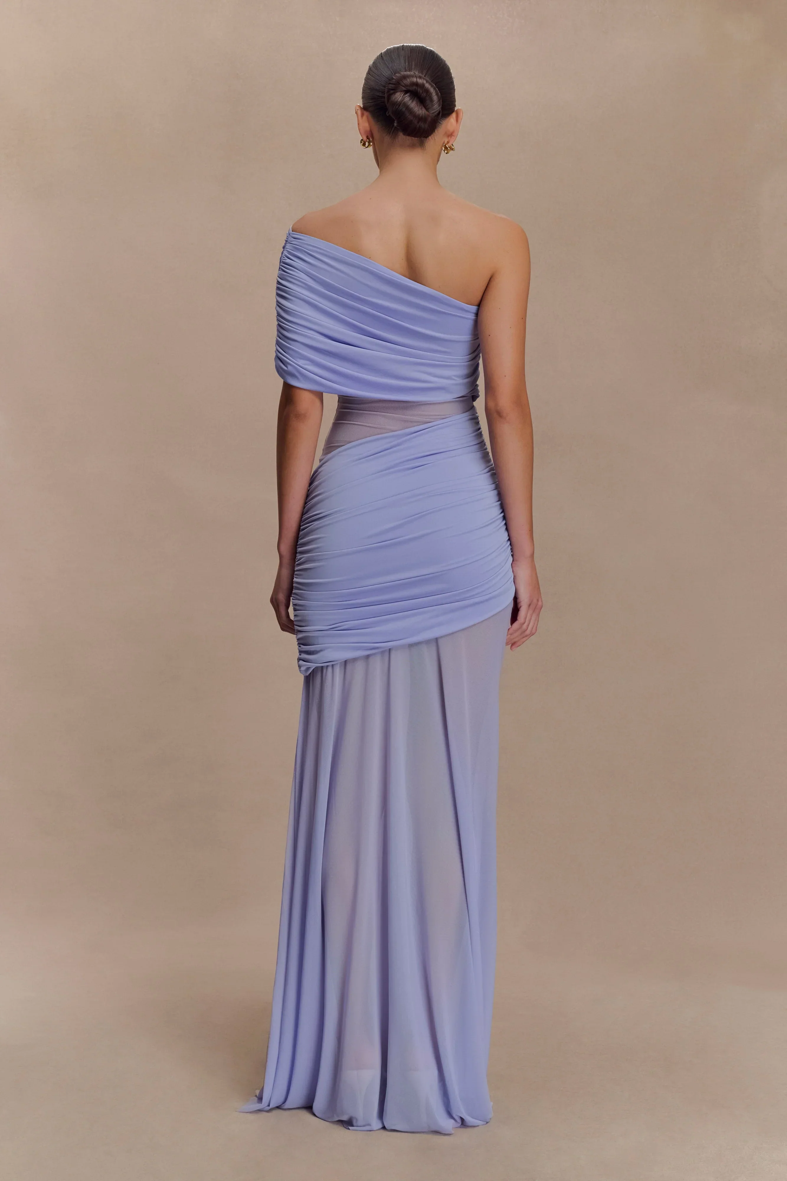 Dallas One Shoulder Mesh Maxi Dress - Lavender