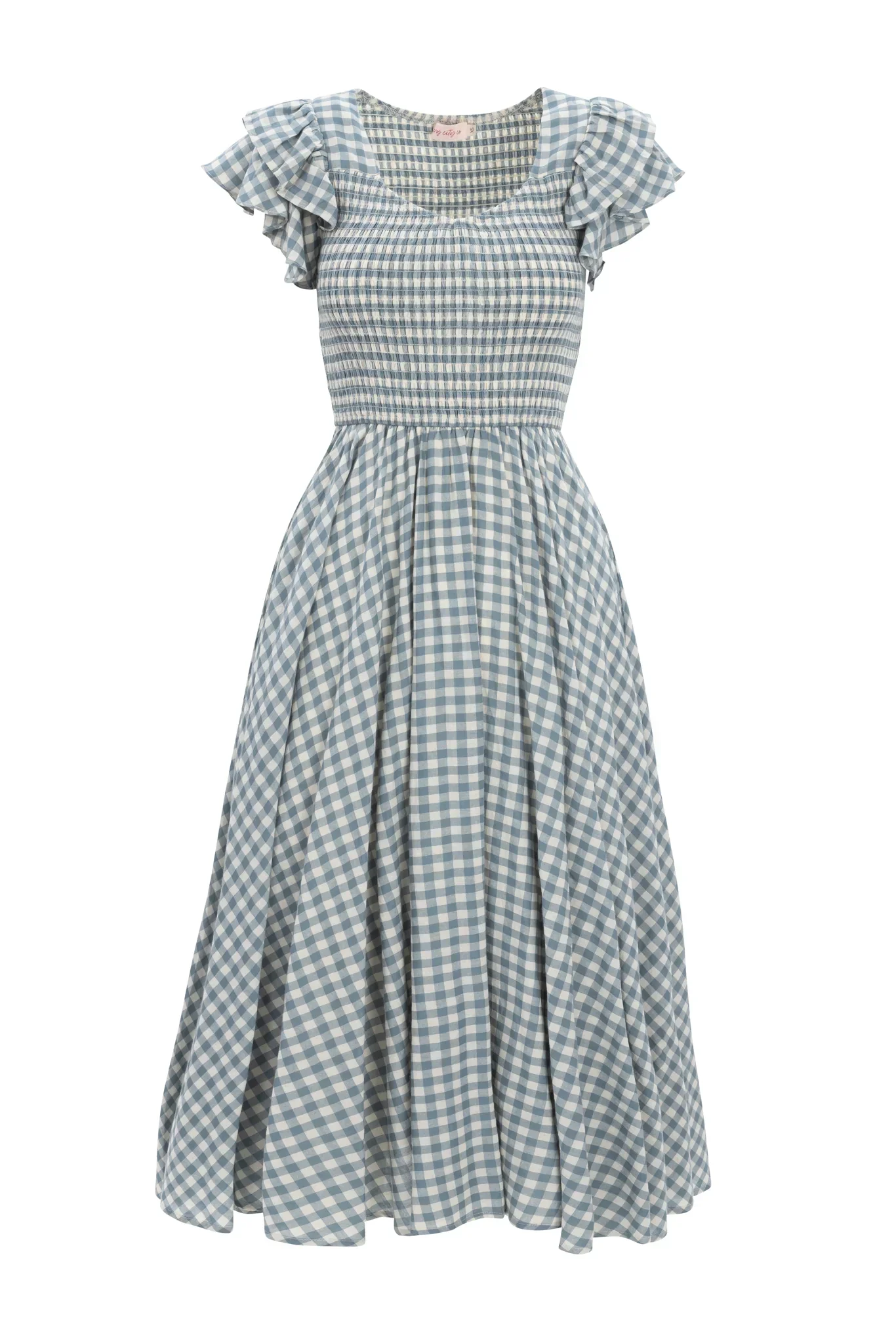 Hattie Dress in Dusty Teal Gingham