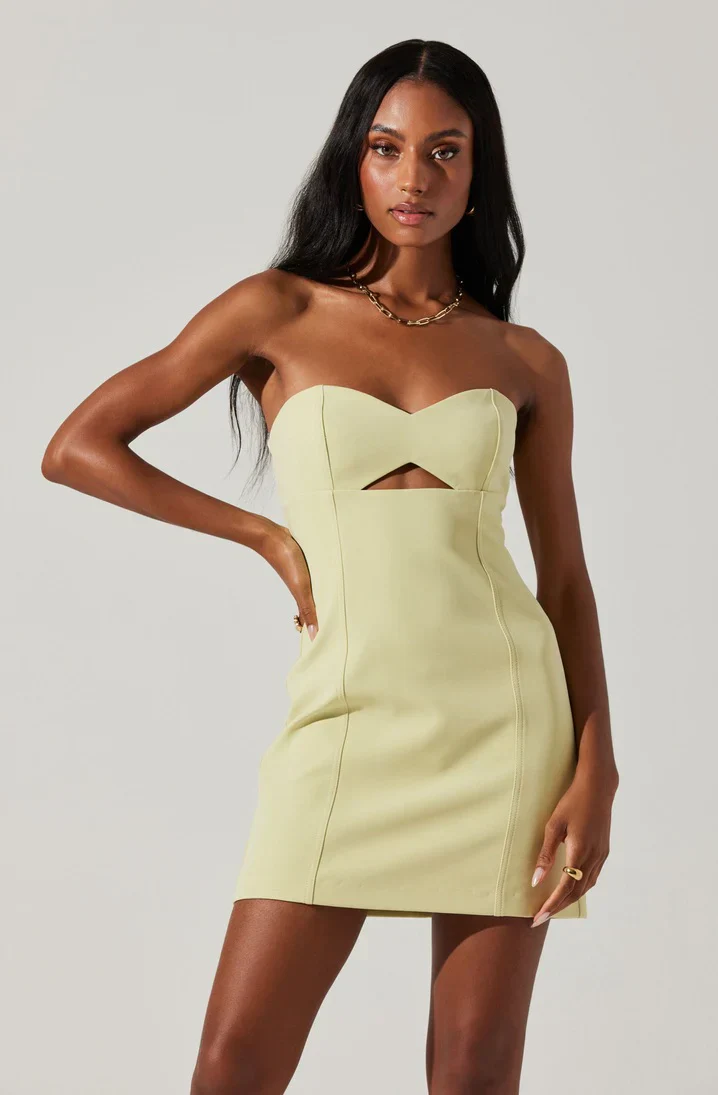 Yellow Wrap Mini Mekhi Dress
