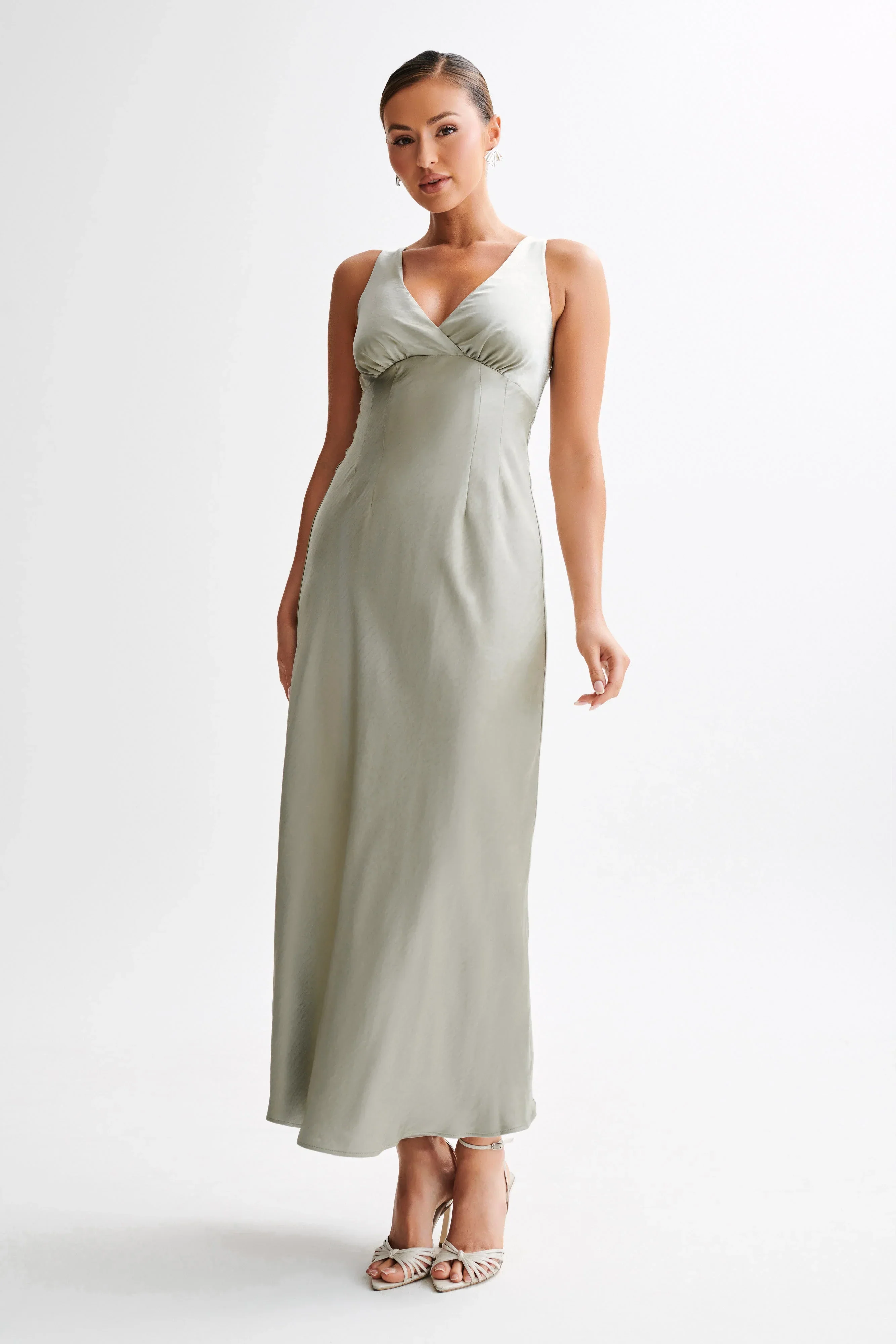Meghan Satin Maxi Dress - Sage