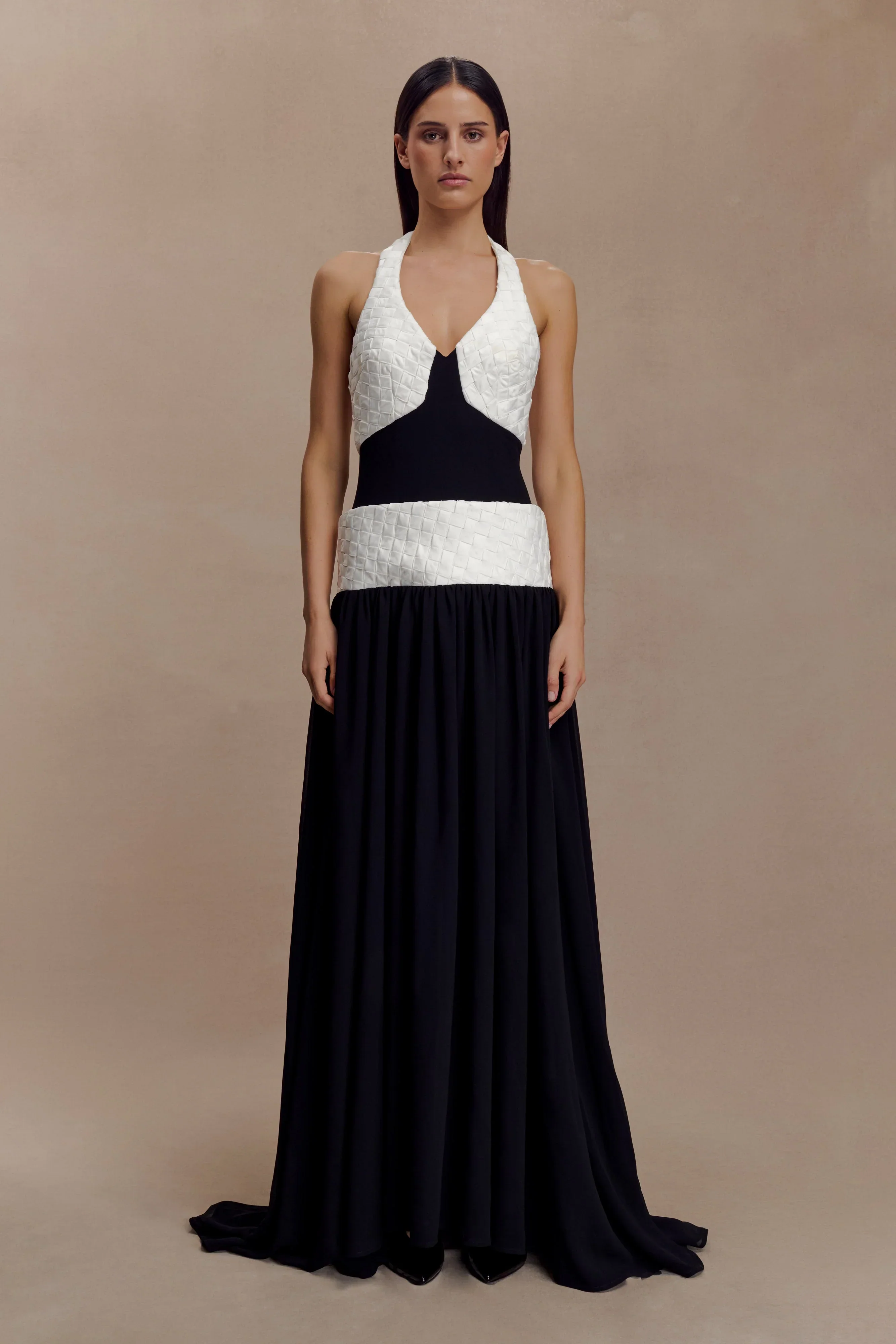 Celine Chiffon Maxi Dress - Black/White