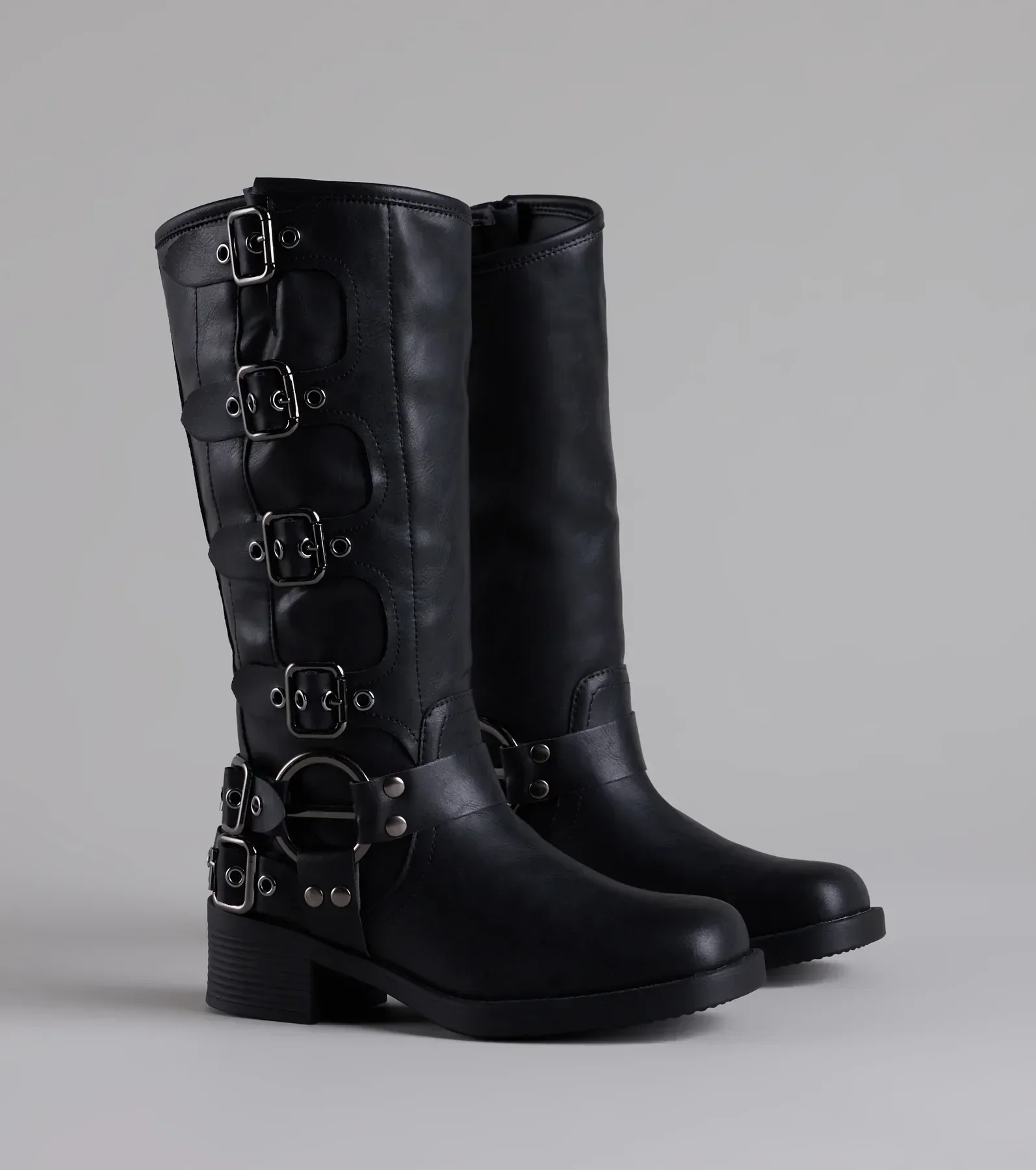 Totally Edgy Buckled Square Toe Boots