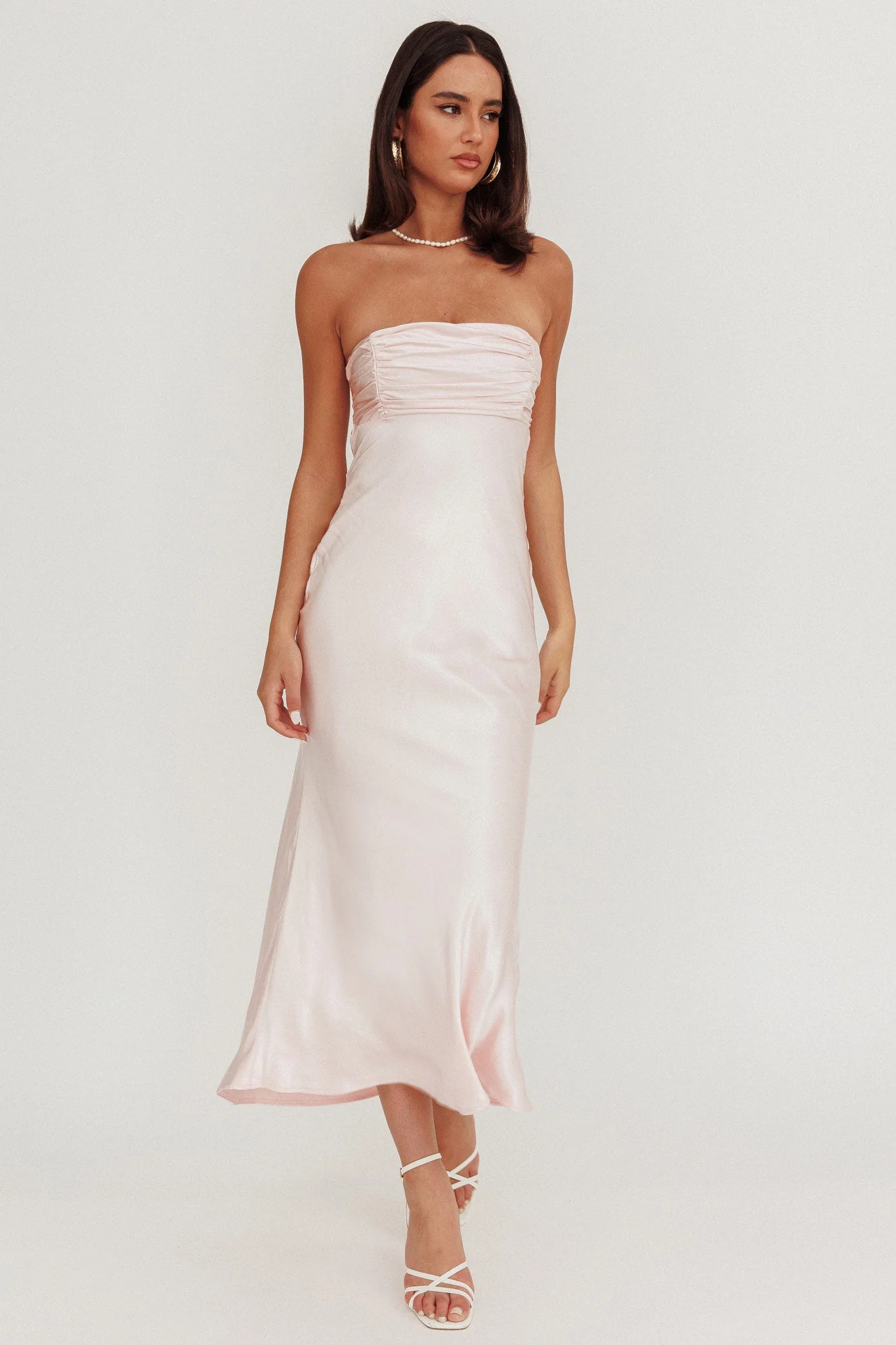 Moon Song Strapless Laced Back Dress Blush