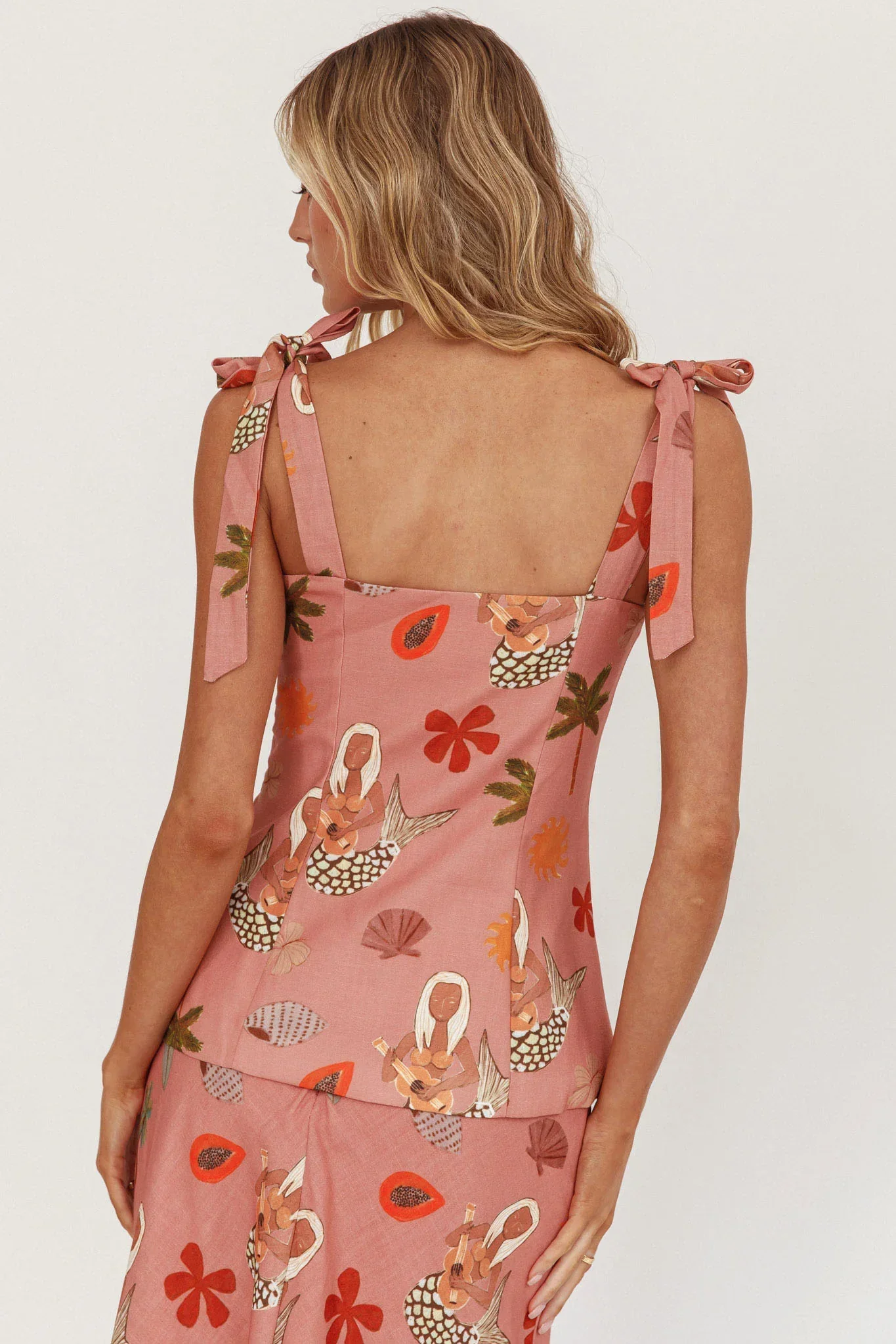 Drop Of Sunshine Tied Shoulder Top Mermaid Pink