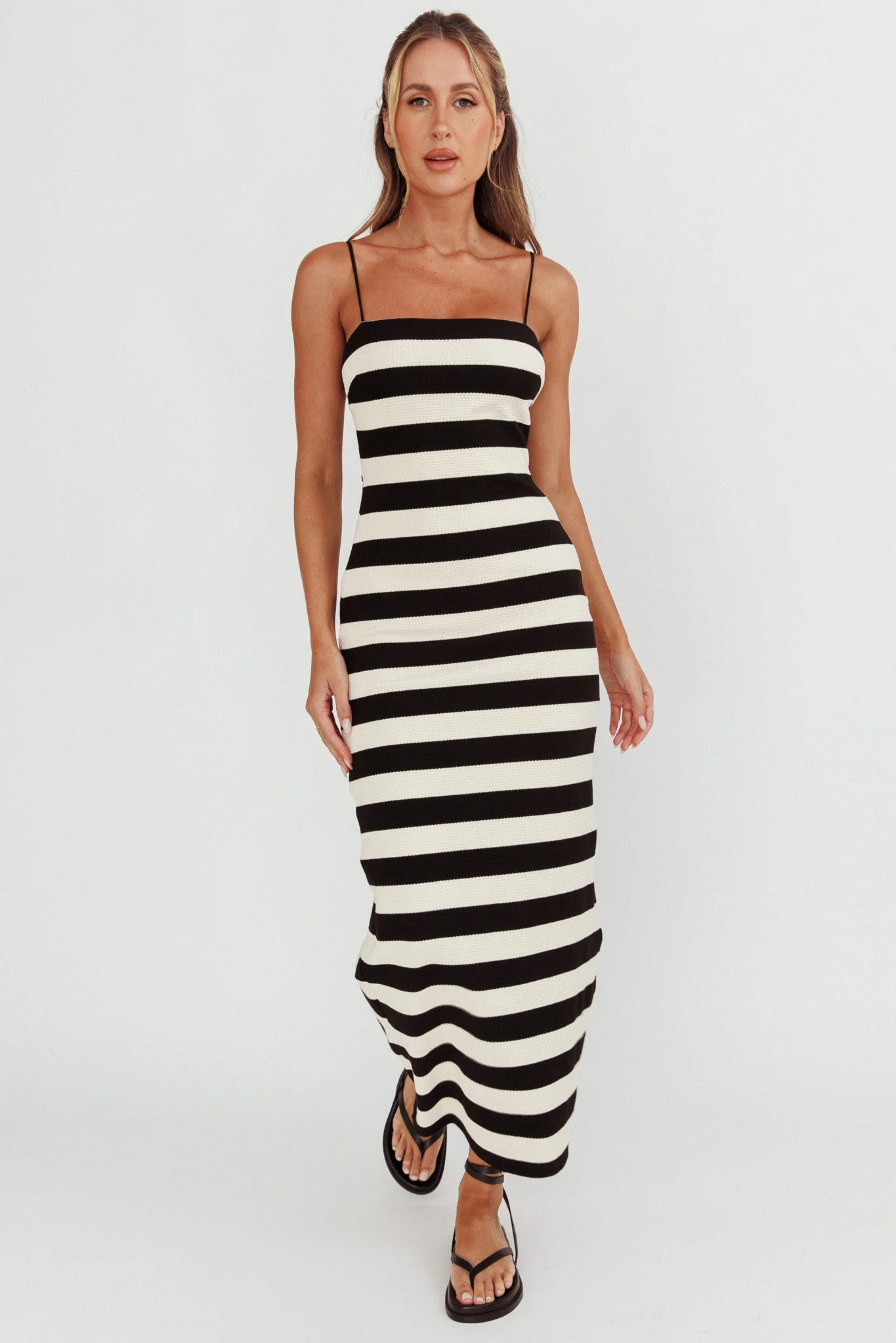 Gracey Cami Strap Maxi Dress Stripe Black