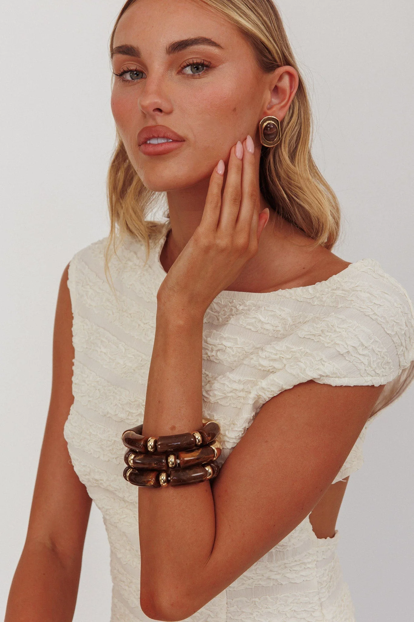 Zena Resin Bracelets Gold/Chocolate