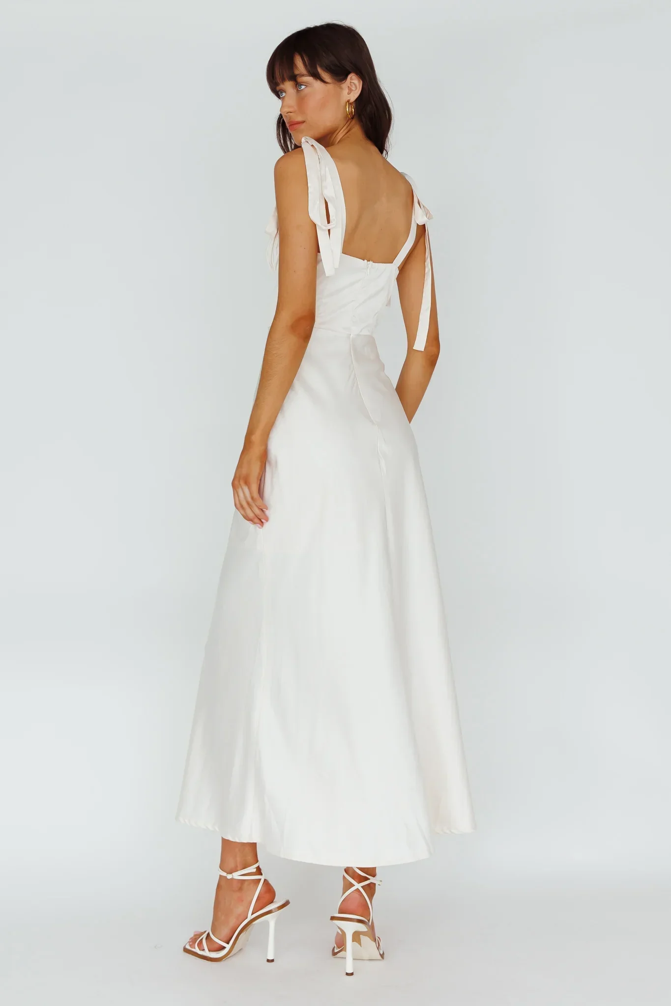 Pennelope Tied Shoulder Maxi Dress Ivory