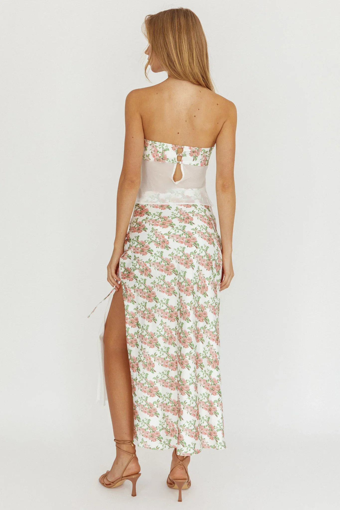 Jerica Wrap Front Maxi Skirt Floral Blush