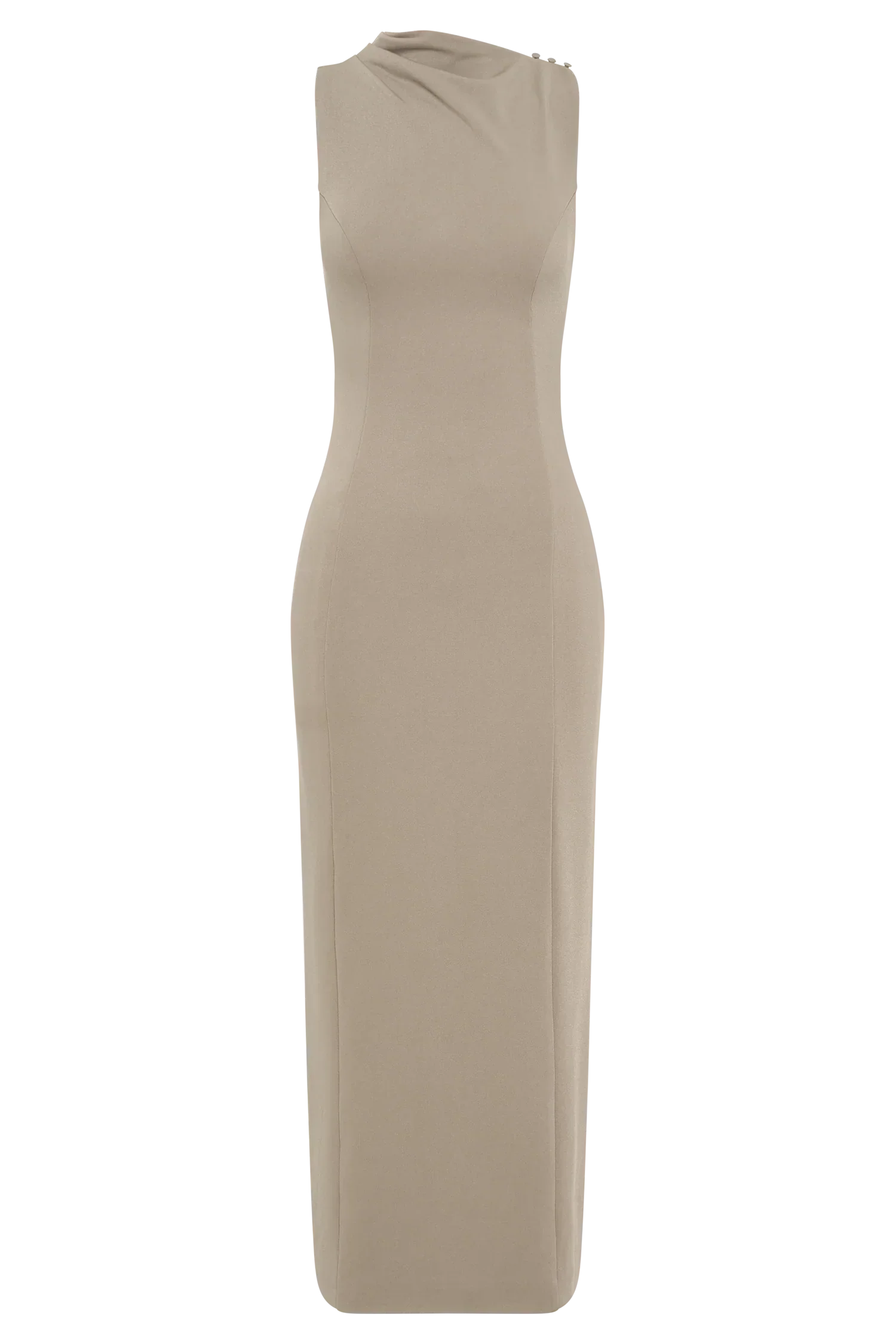 Taylor Draped Stretch Crepe Midi Dress - Mushroom