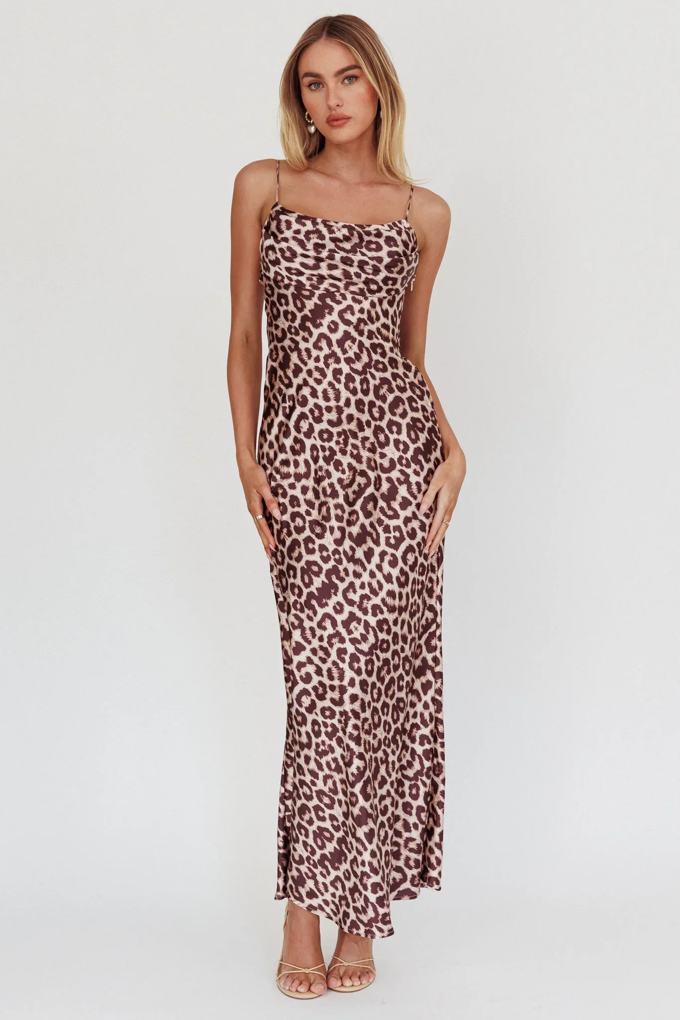 Well Versed Pleated Bust Maxi Dress Leopard