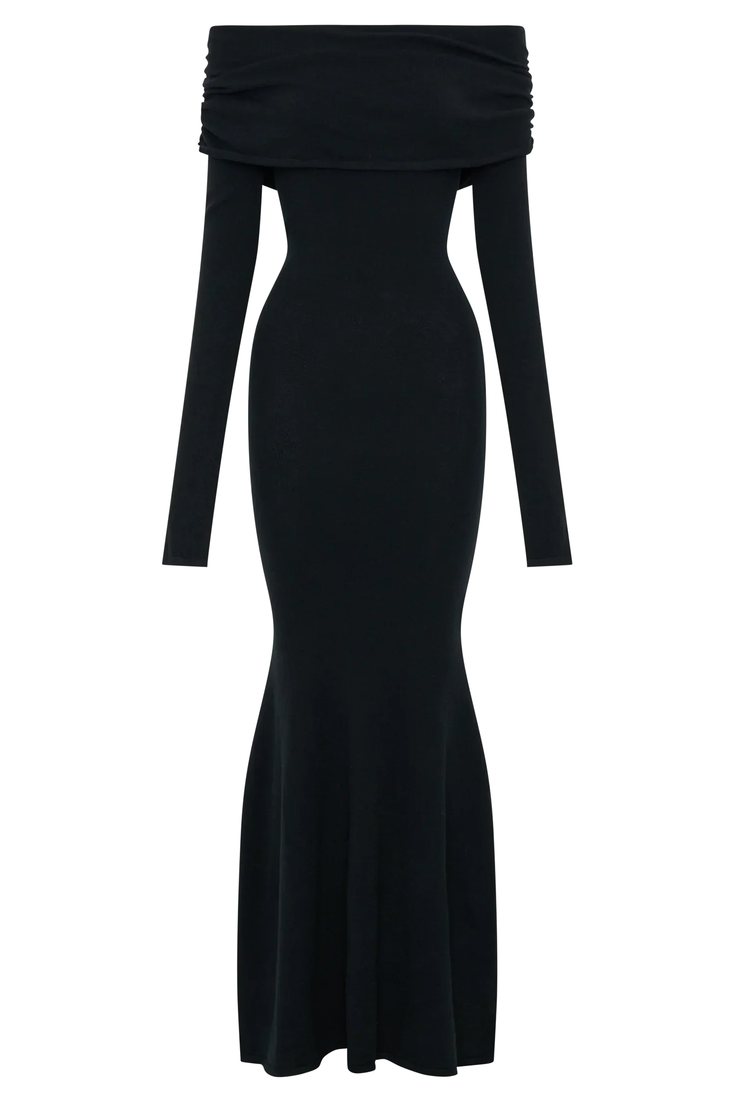 Georgiana Off Shoulder Knit Midi Dress - Black