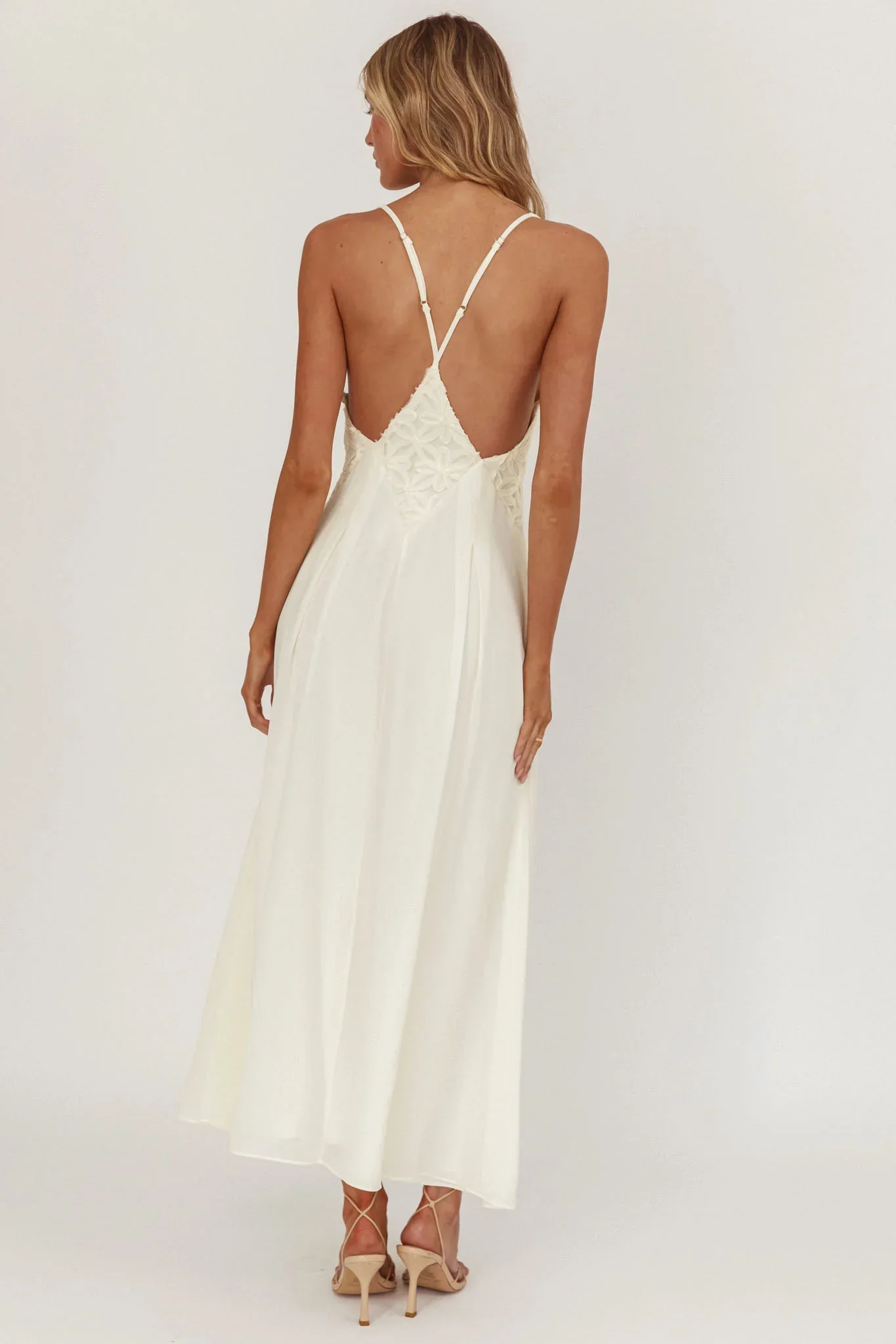 Wildflower Sun Applique Insert Maxi Dress Cream