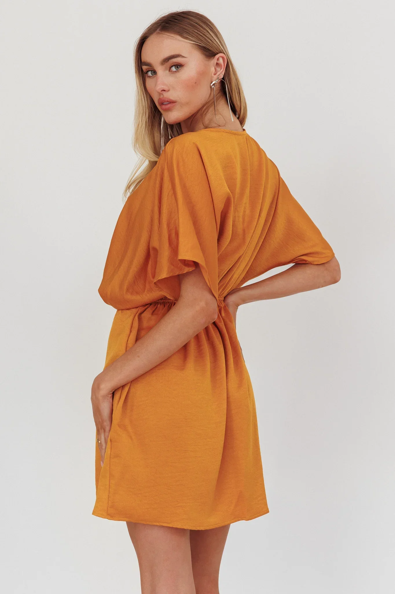 Lunisolar Flutter Sleeve Mini Dress Mustard