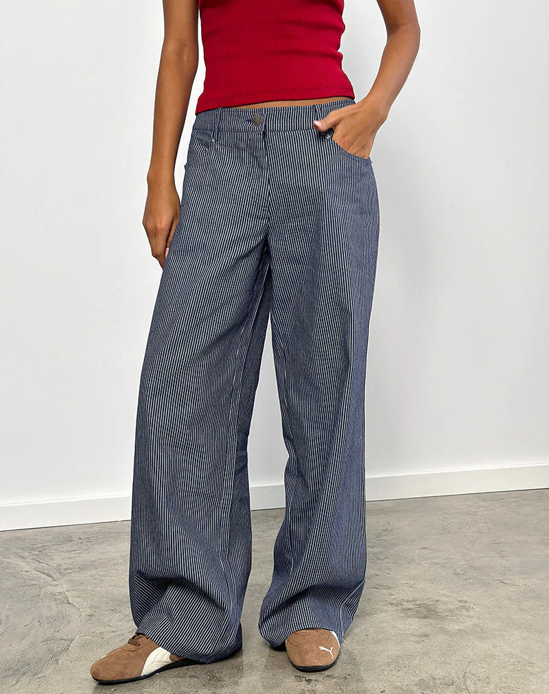 Roomy Extra Wide Low Rise Jeans in Pinstripe Indigo Wash