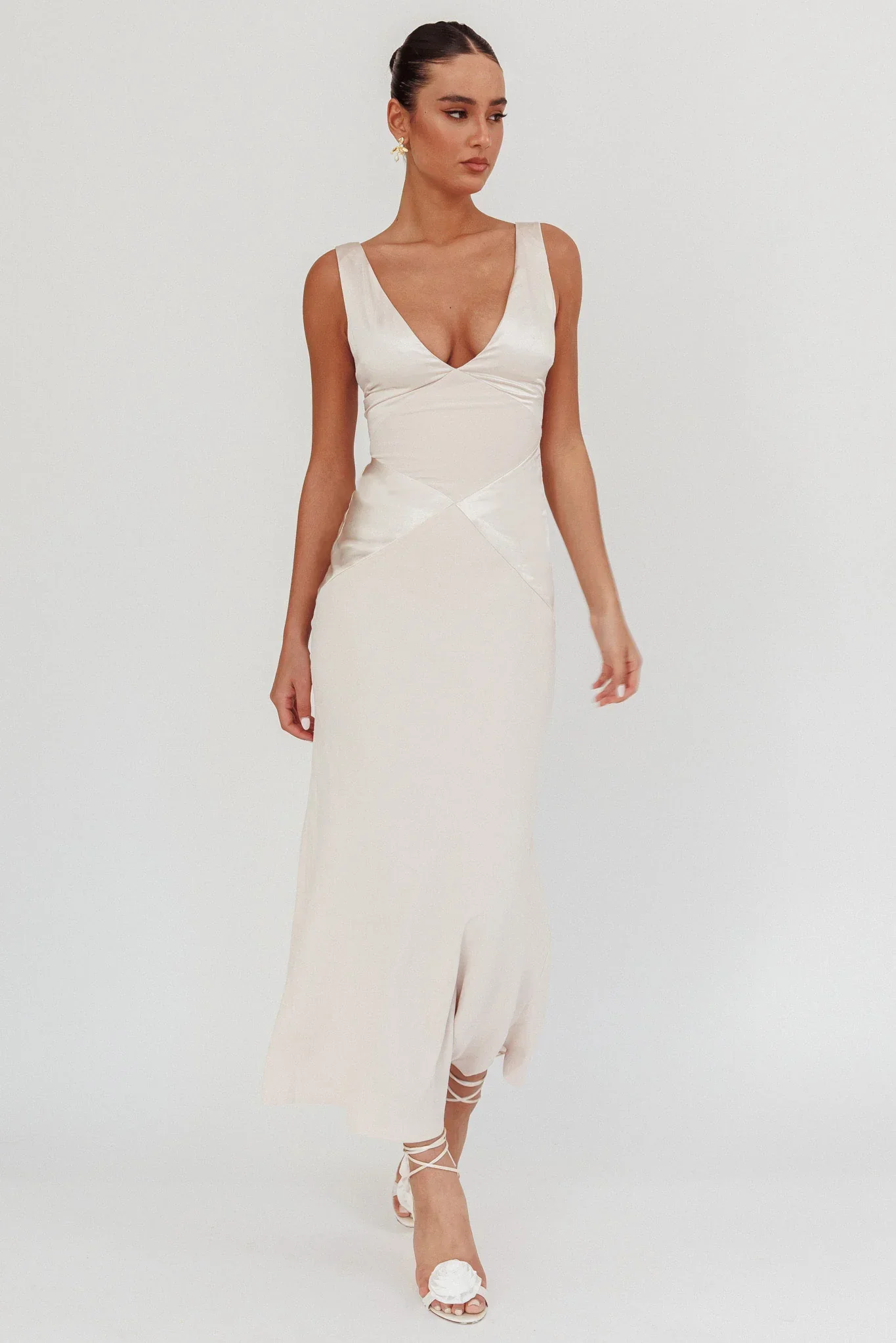 Soul Fire V-Neck Maxi Dress Champagne