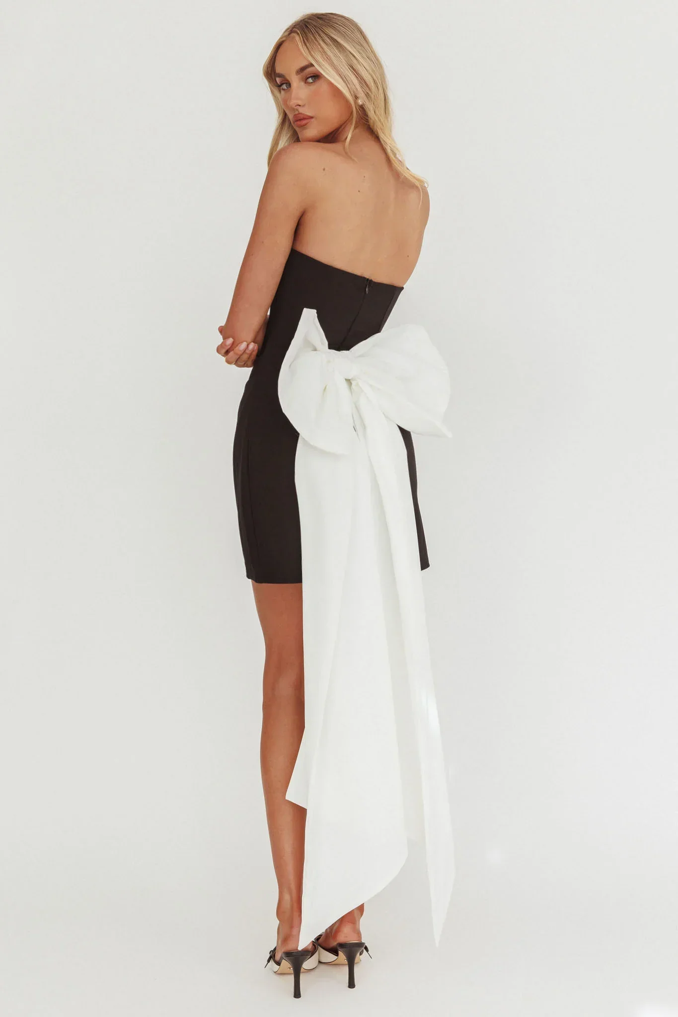 Diamond Sky Bow Back Mini Dress Black