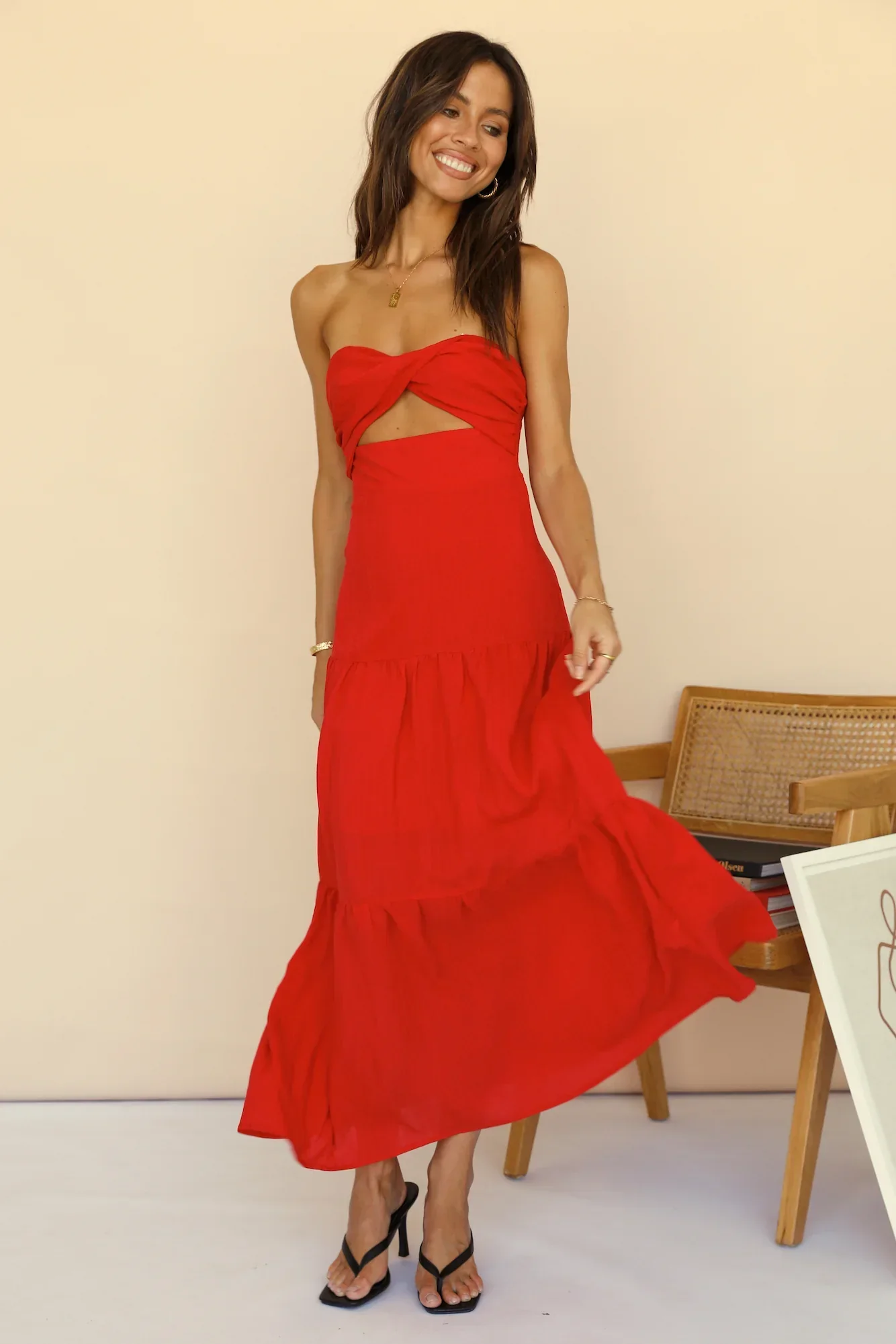 Free Falling Maxi Dress Red