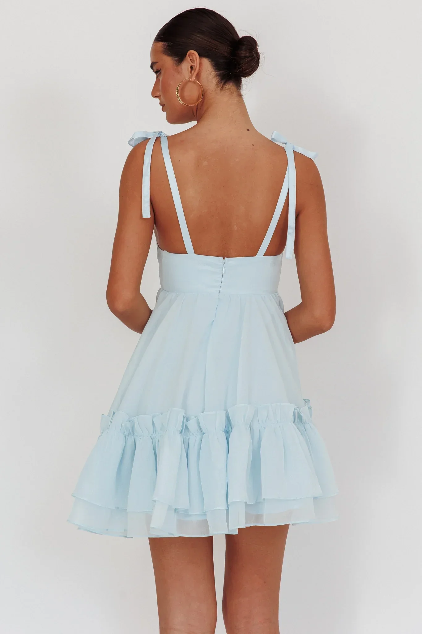 Dream Chaser Frill Hem Babydoll Dress Blue