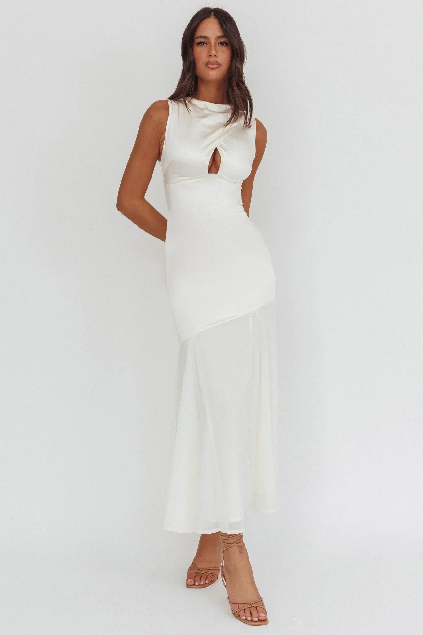 Meliza Keyhole Bust Maxi Dress Oyster