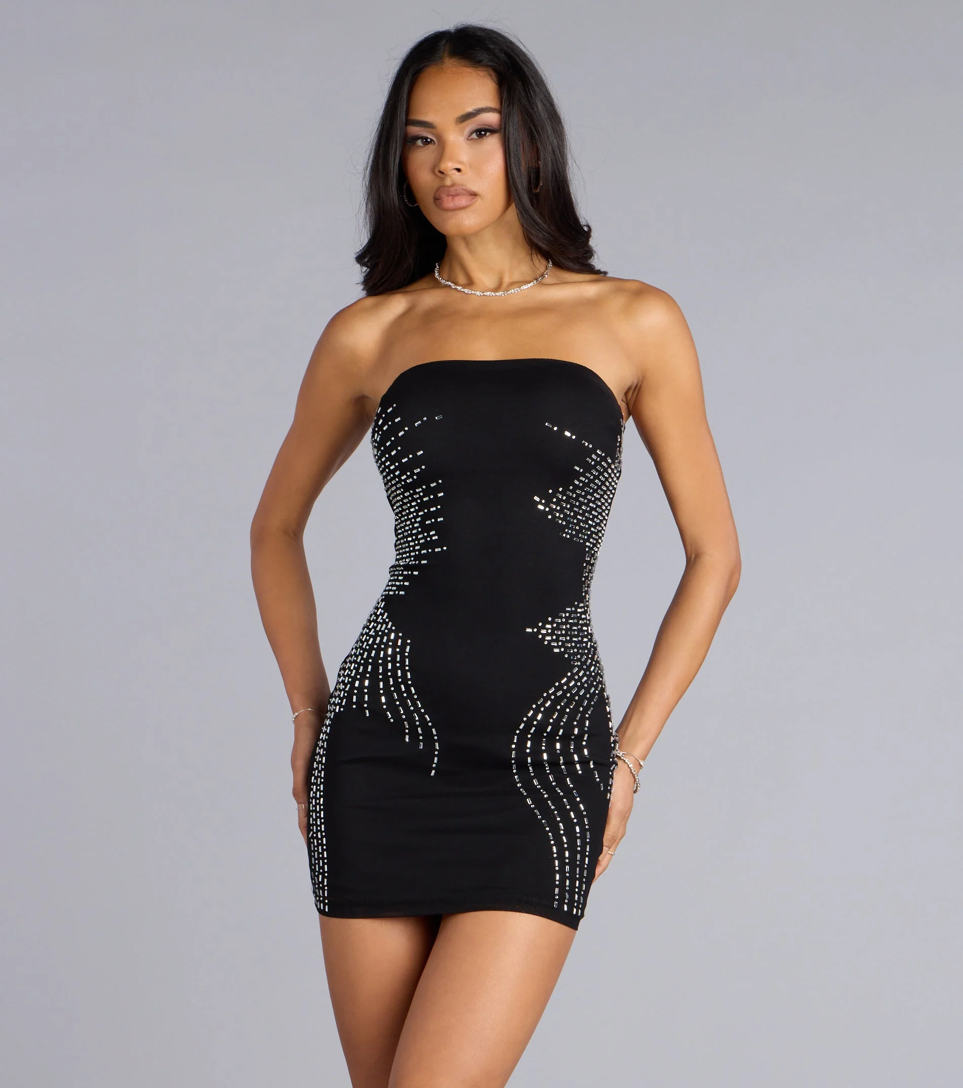 Shine Curve Tube Mini Dress