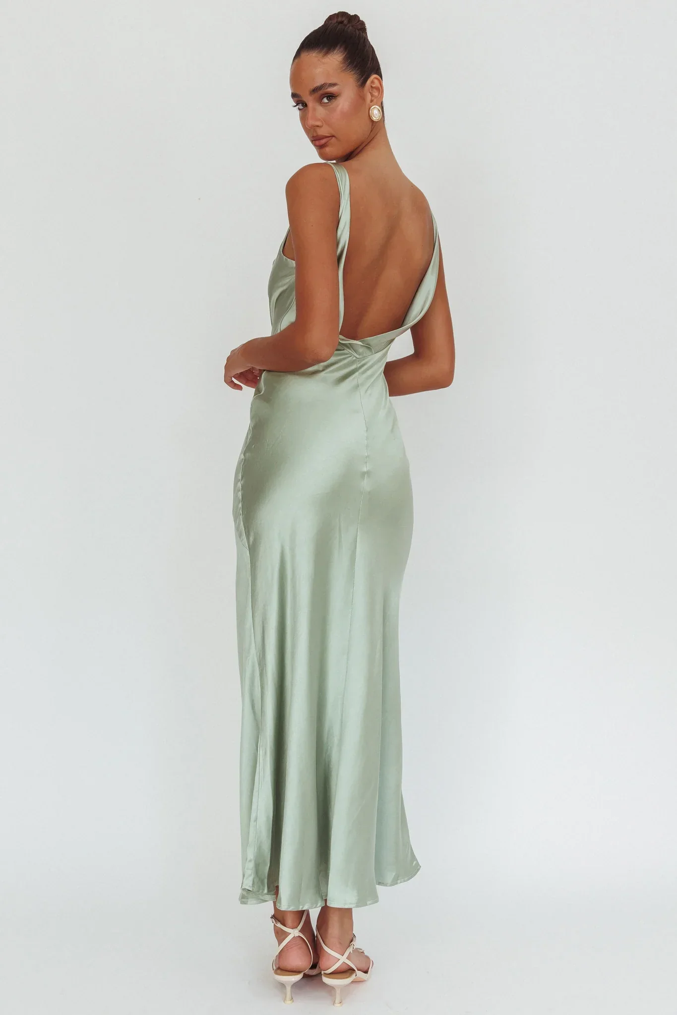 Good Intentions Cowl Neck Open Back Maxi Dress Sage