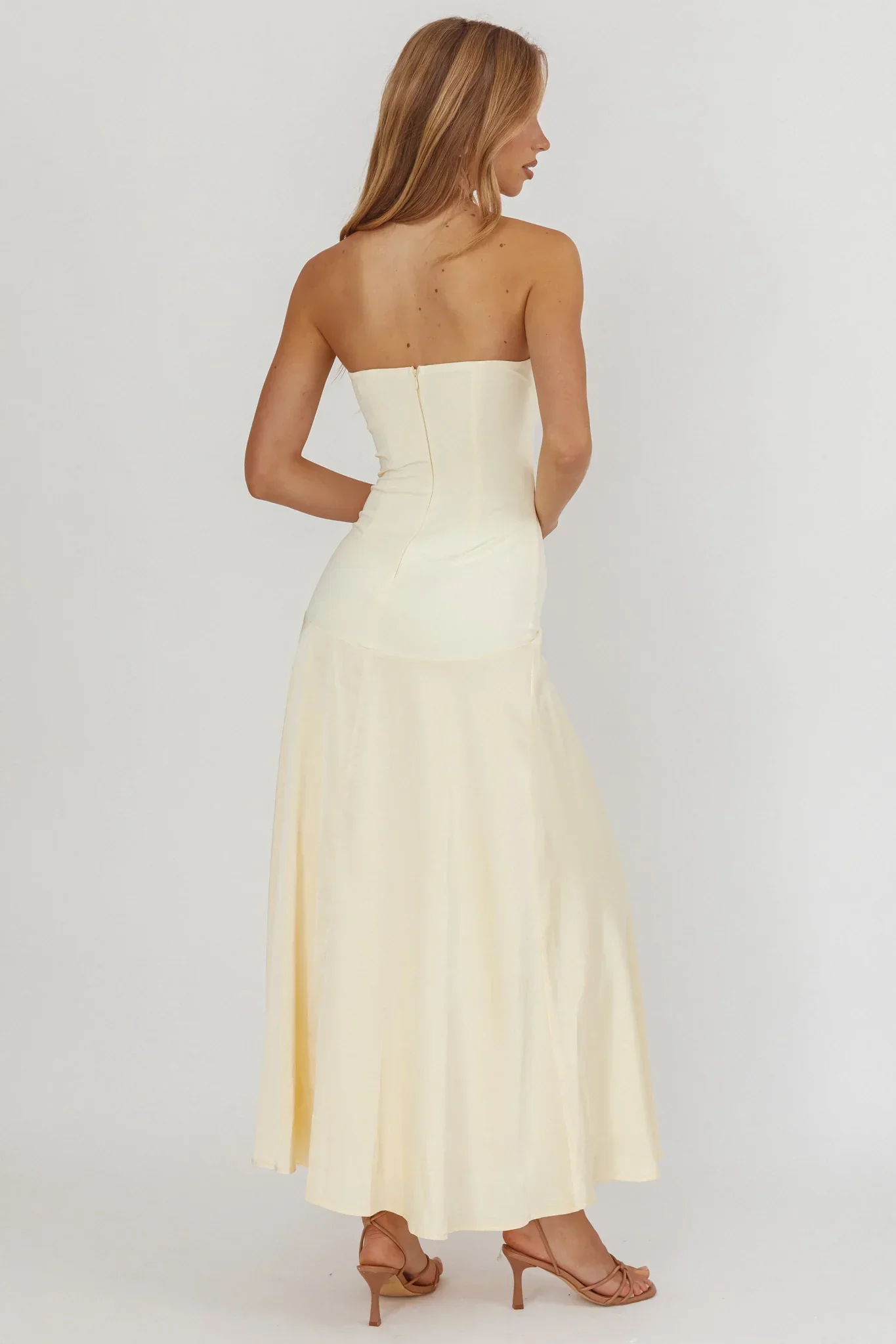 Star Avenue Strapless Drop Waist Maxi Dress Butter