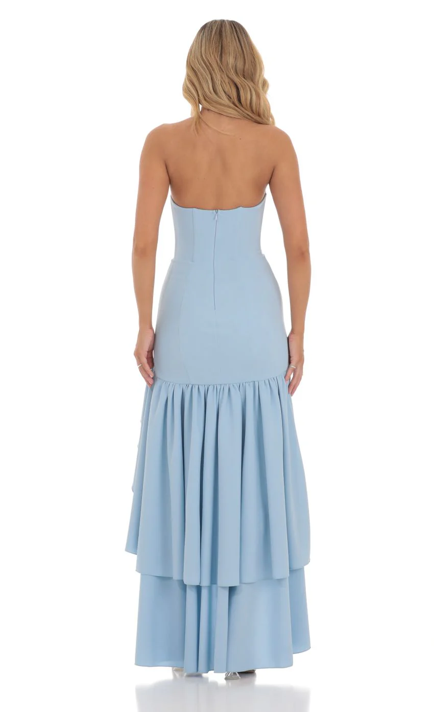 Strapless Corset Maxi Dress in Blue
