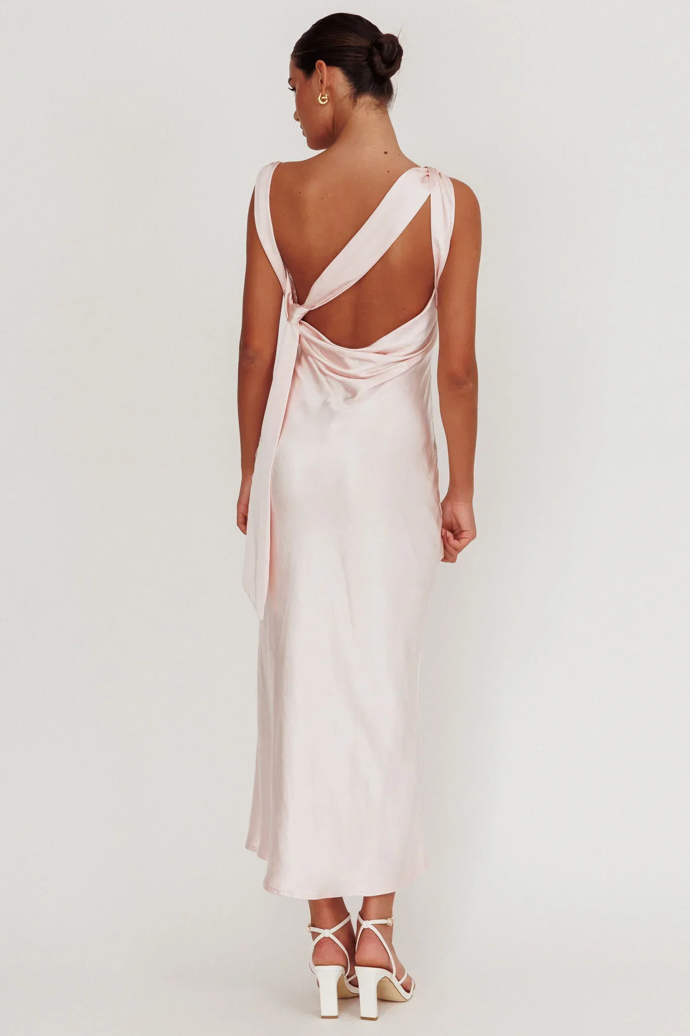 Take Care Backless Sash Maxi Dress Blush