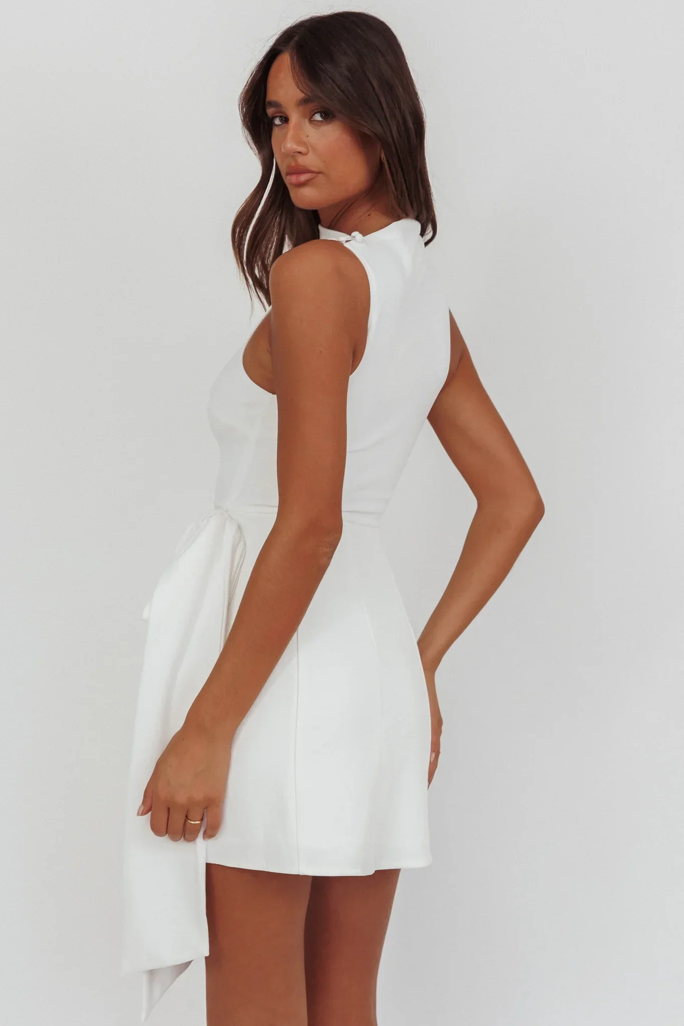 Breaker High Neck Mini Dress White White