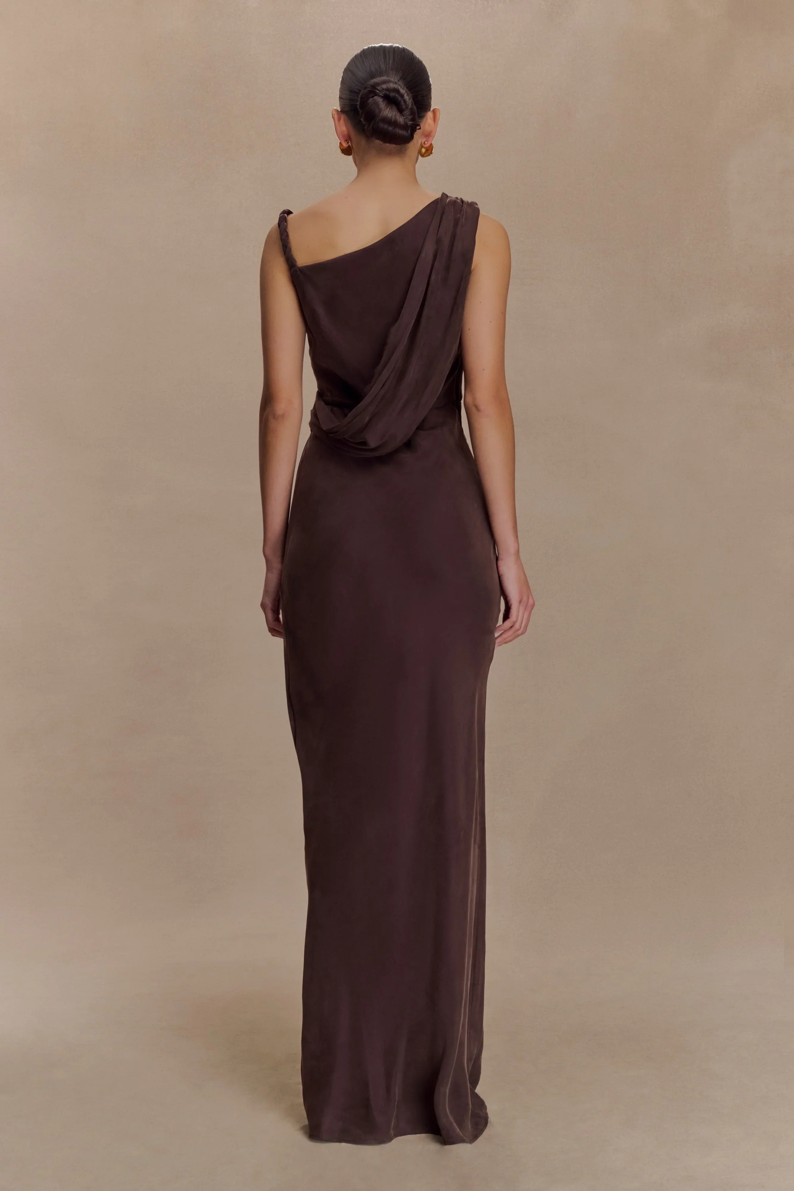 Lorieanne Draped Maxi Dress - Dark Chocolate