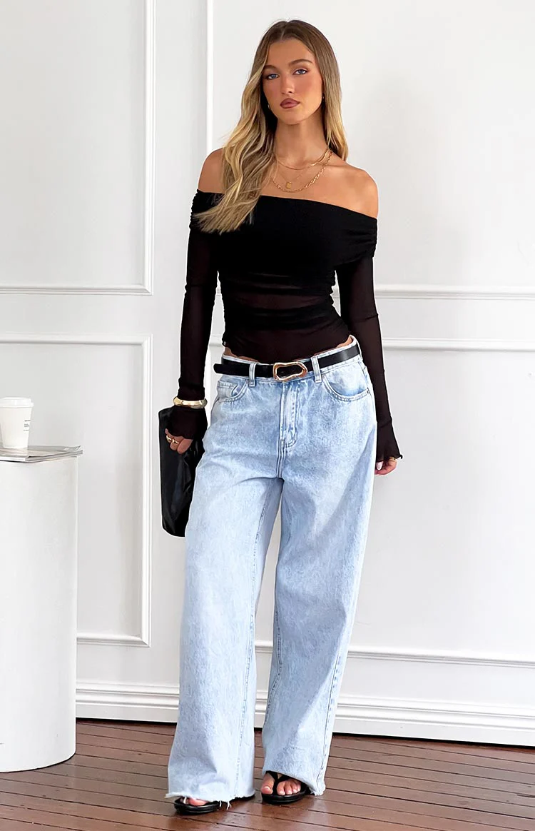 She's Yours Light Wash Denim Wide Leg Boyfriend Jeans