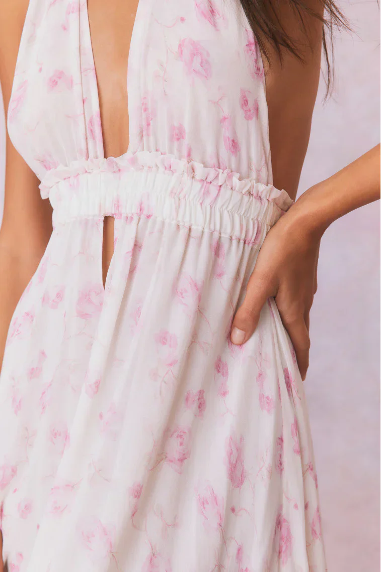 Love Heirloom Print Halter Maxi Dress