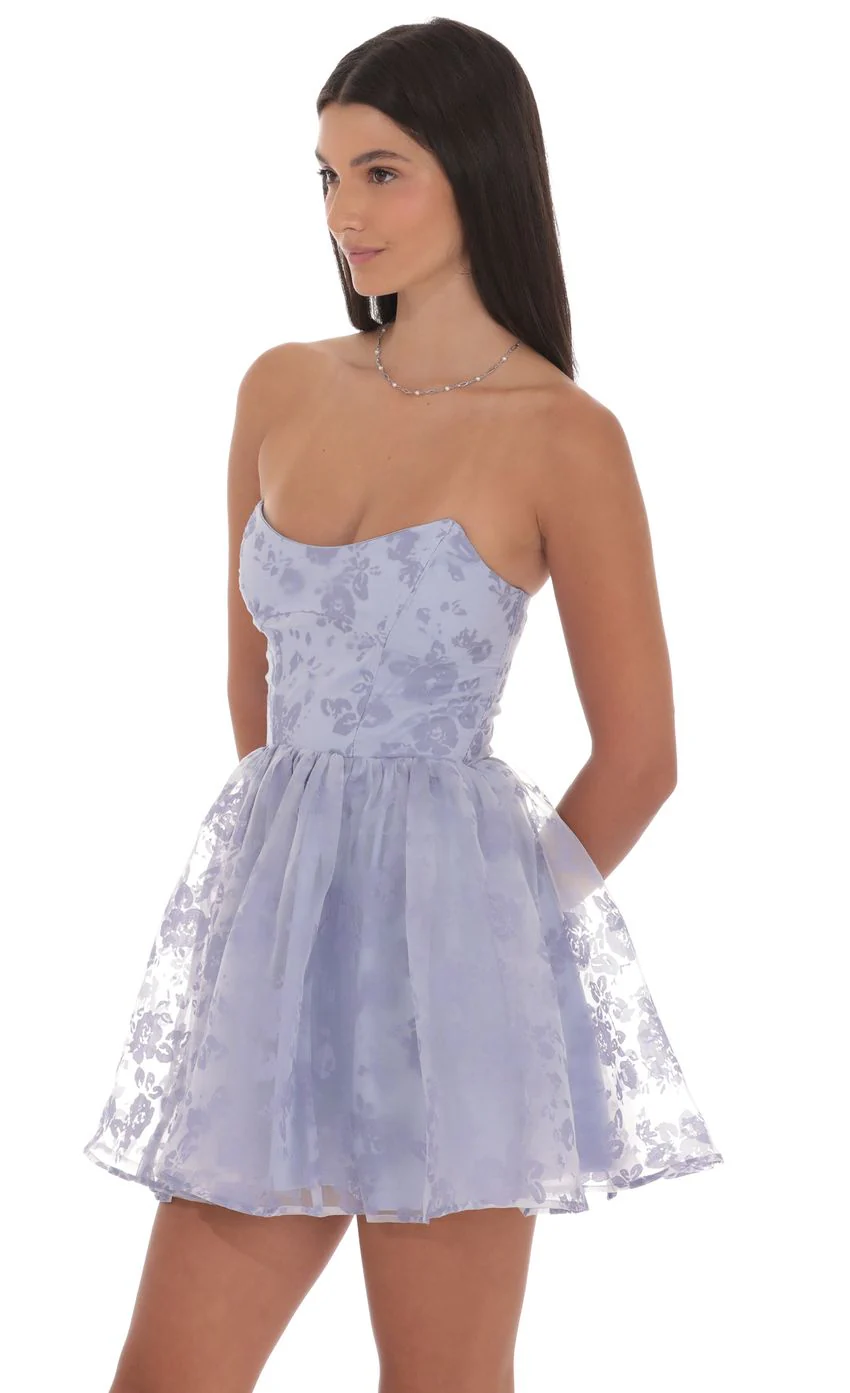 Floral Corset A-line Dress in Lavender