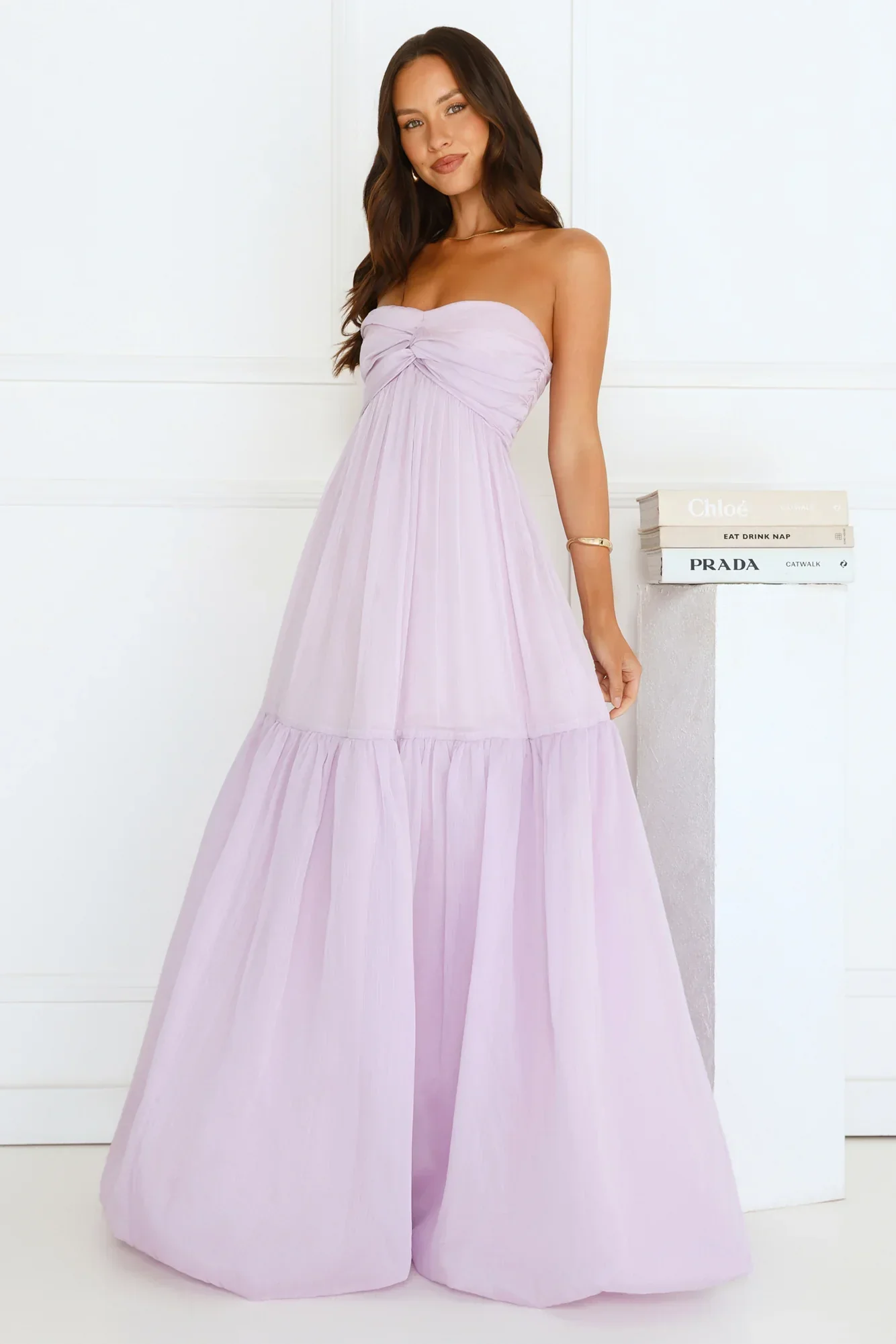 Unforgettable Style Strapless Maxi Dress Lilac