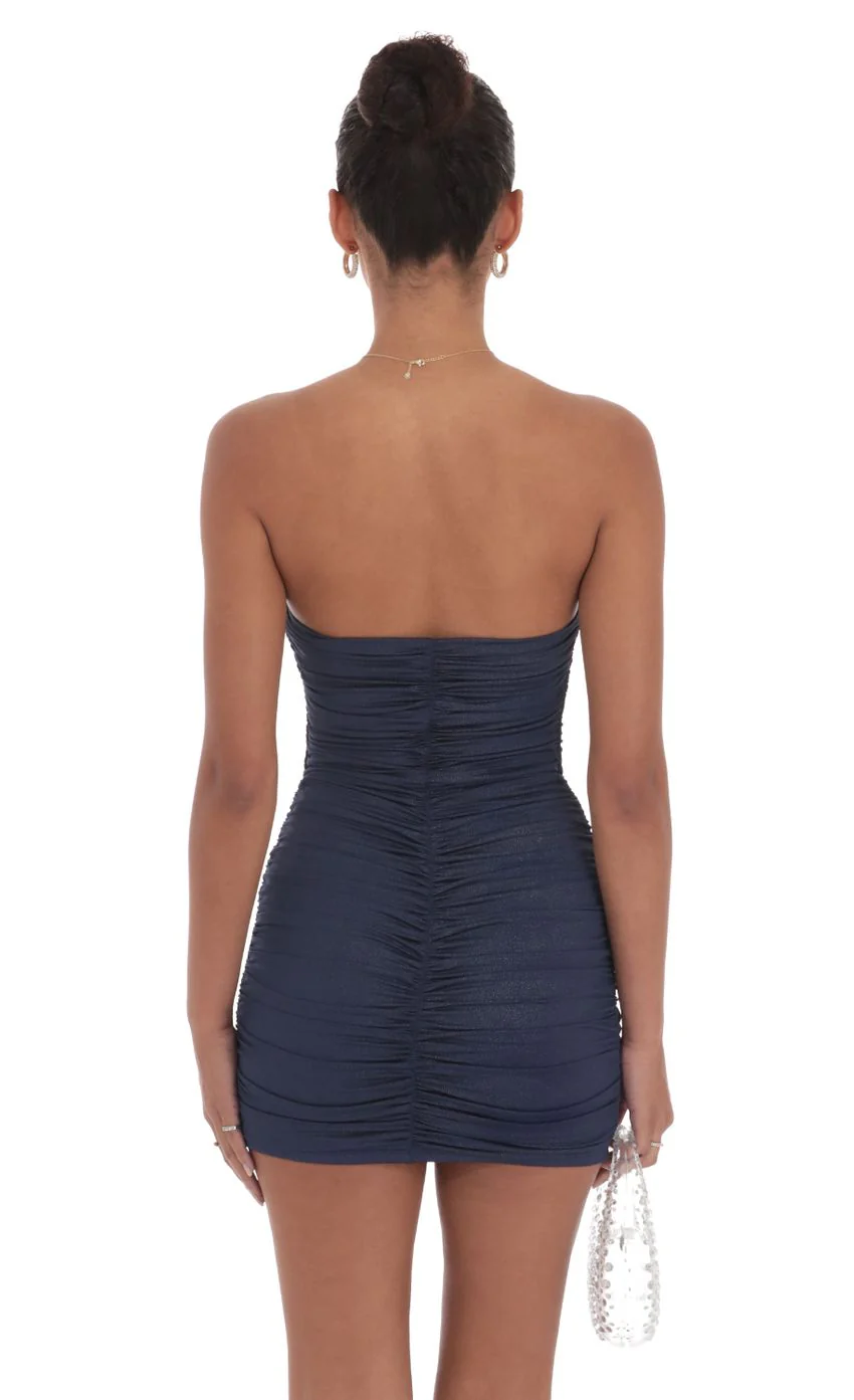 Foiled Corset Bodycon Dress in Navy