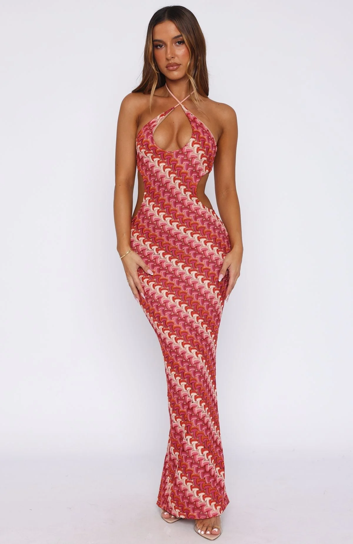 Forever Faithful Halter Maxi Dress Berry