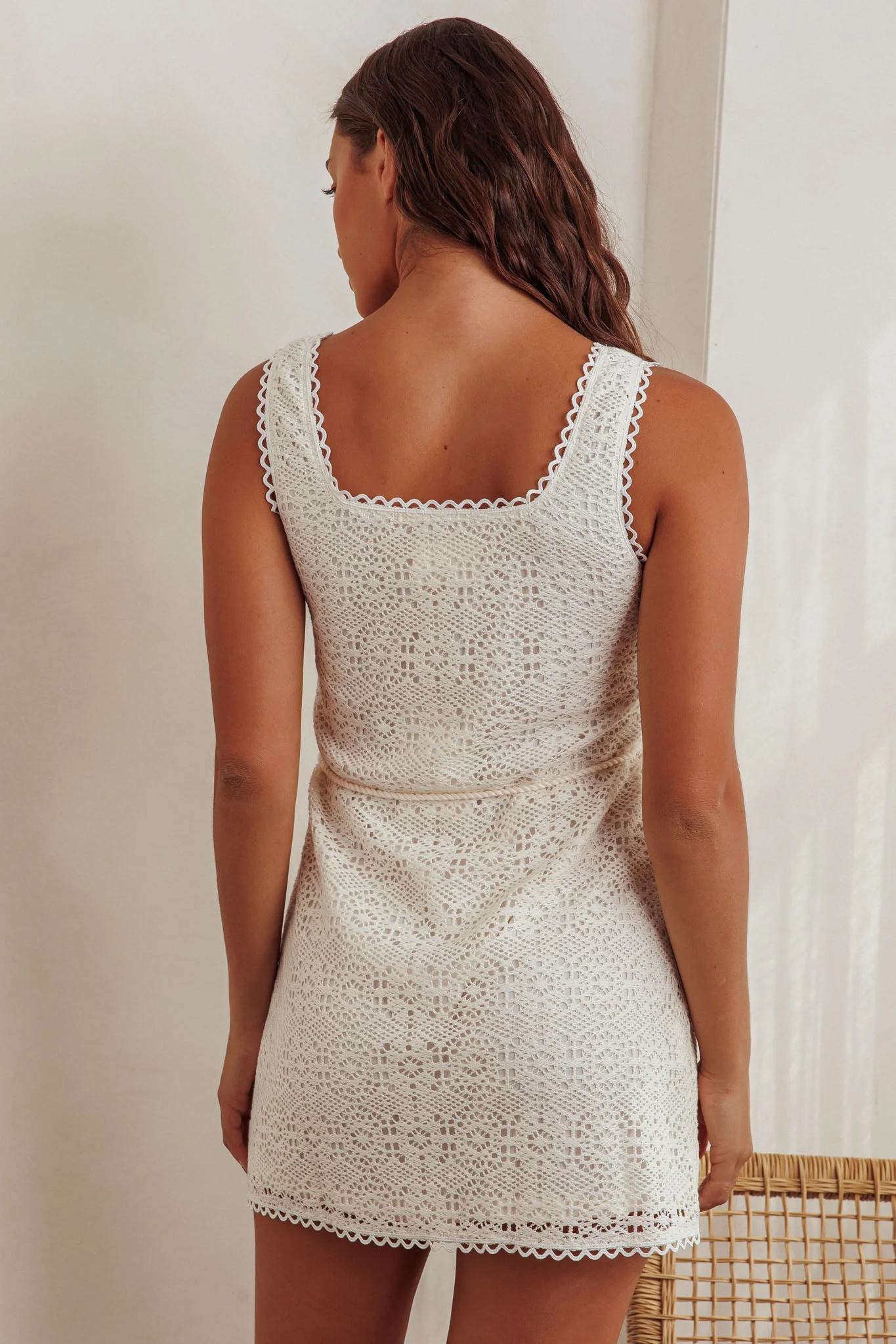 Bethenny Lace Overlay Mini Dress White