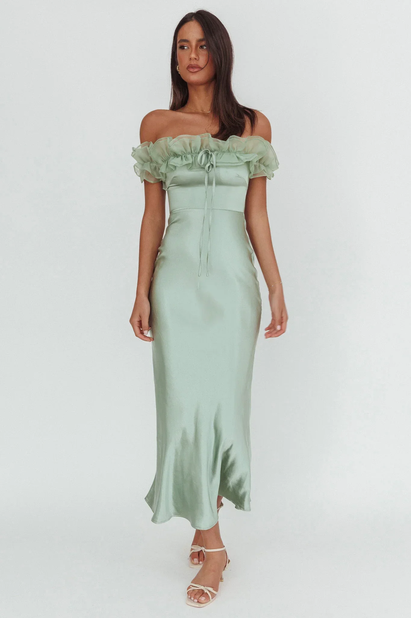 Summerfield Off-Shoulder Maxi Dress Pistachio