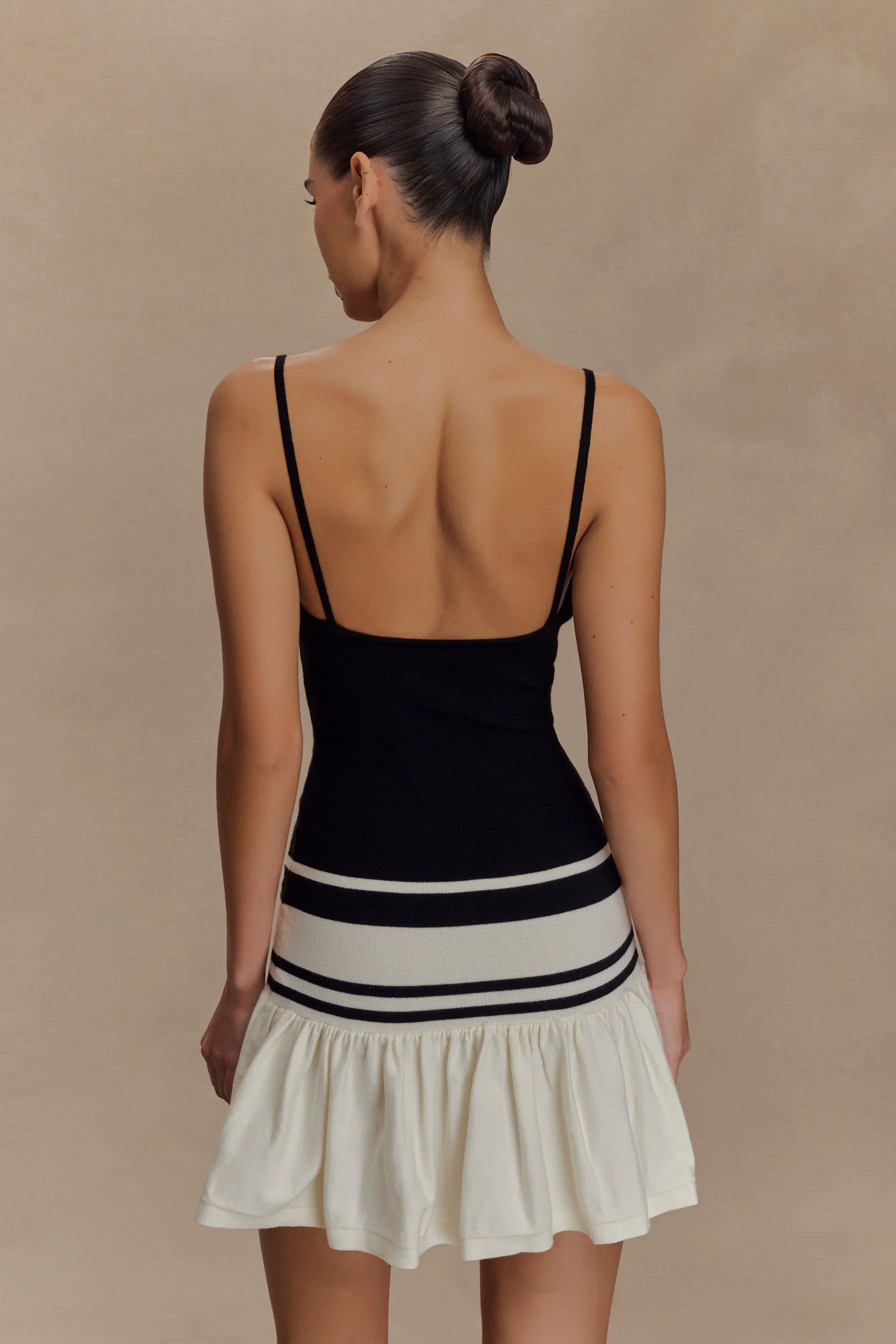 Ellison Contrast Knit Mini Dress - Black/White