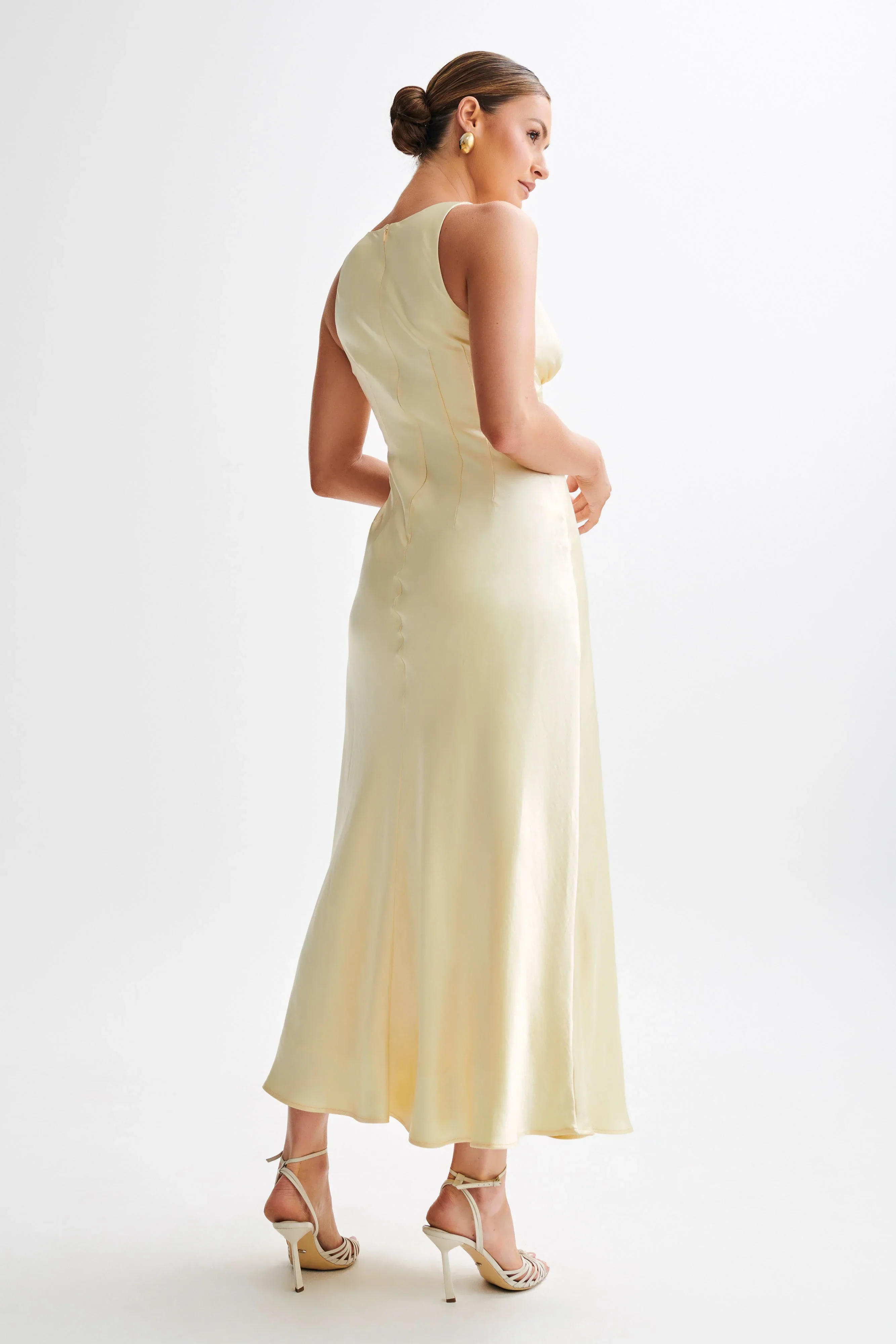 Meghan Satin Maxi Dress - Lemon Sorbet