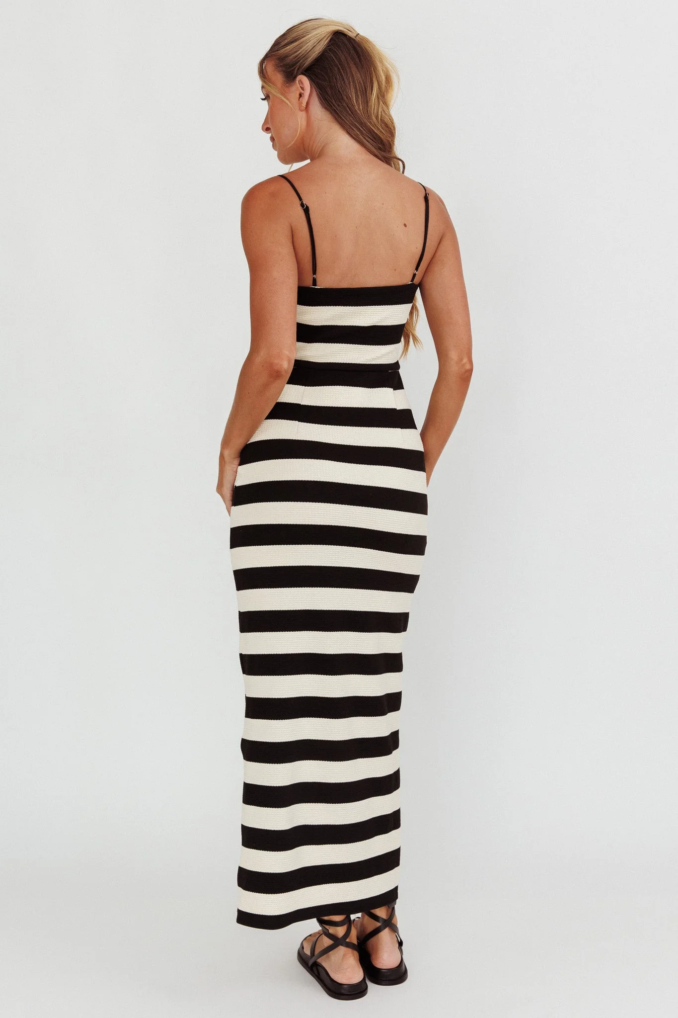 Gracey Cami Strap Maxi Dress Stripe Black