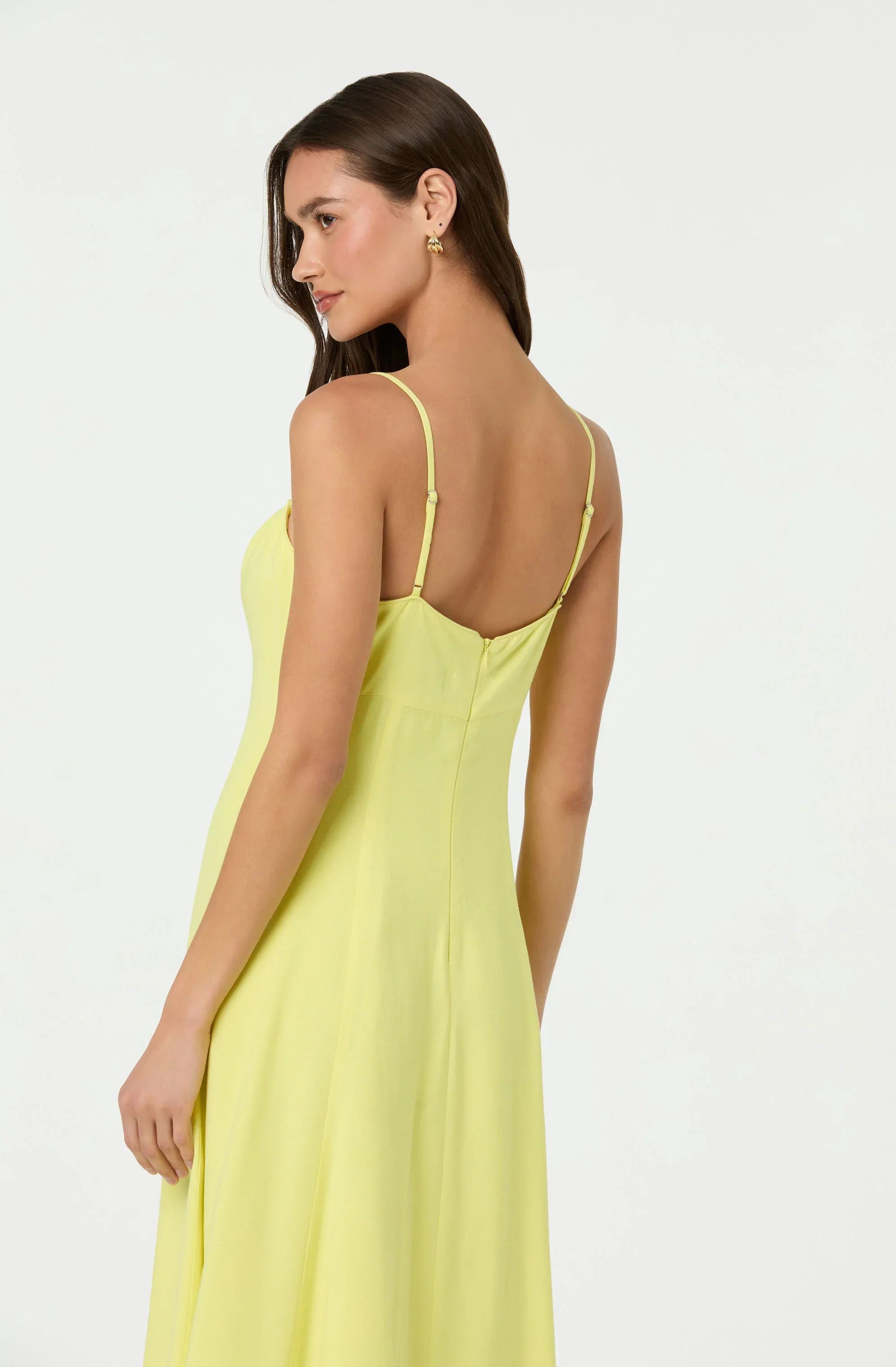 Linen-Blend A-Line Midi Dress