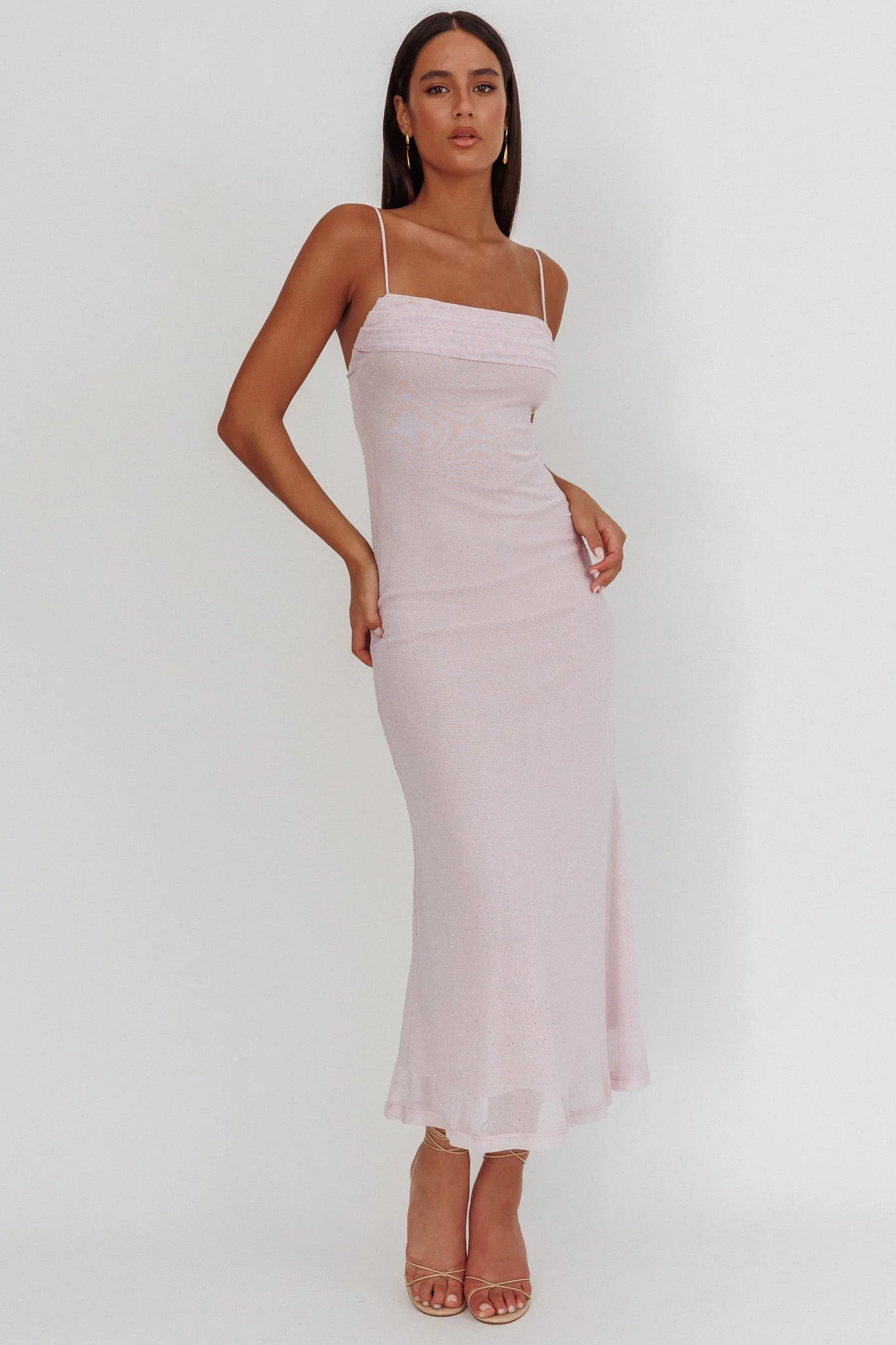 Days Ahead Rhinestone Overlay Maxi Dress Lilac