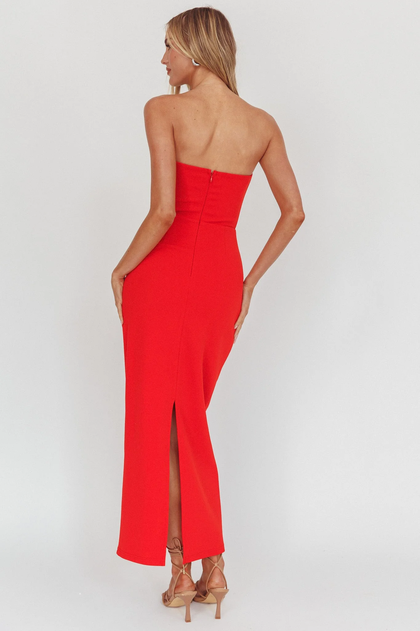 Sonrisa Strapless Cut-Out Maxi Dress Red