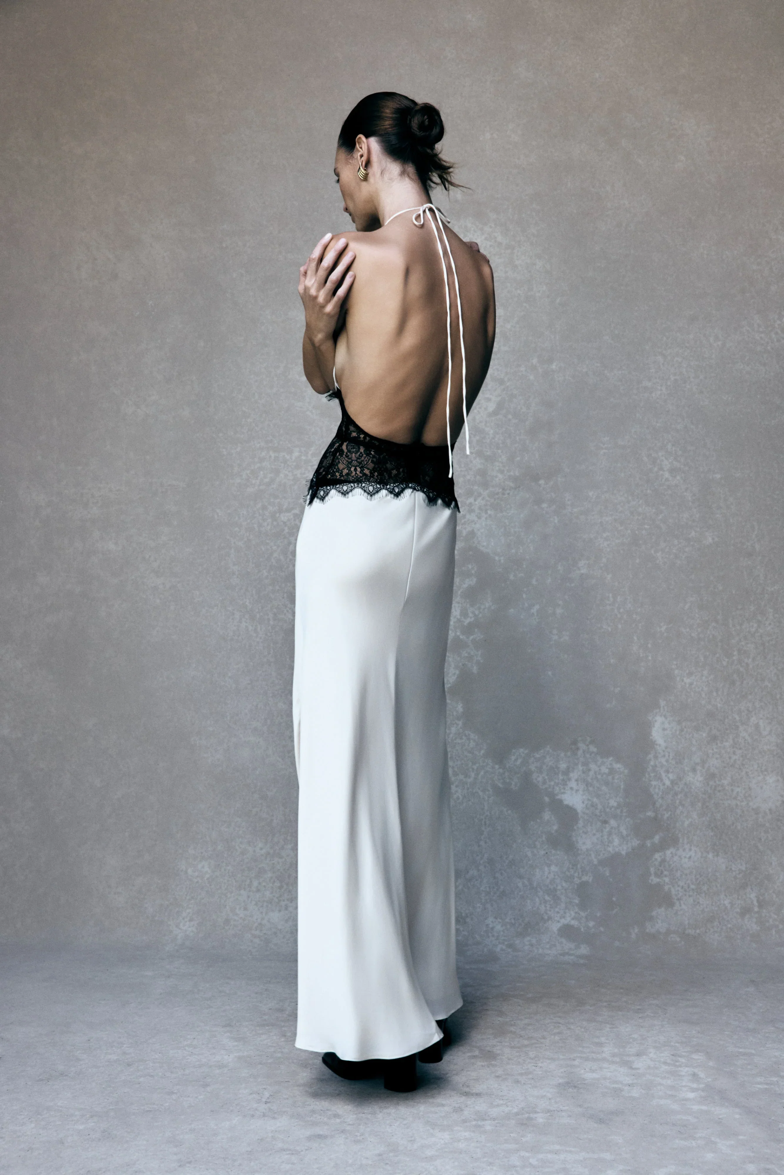Dinah Lace And Satin Maxi Dress - Black/Ivory
